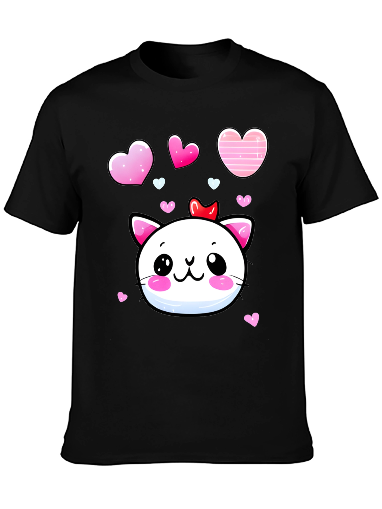 Kawaii Cat Heart T-Shirt - Adorable Valentines Tee
