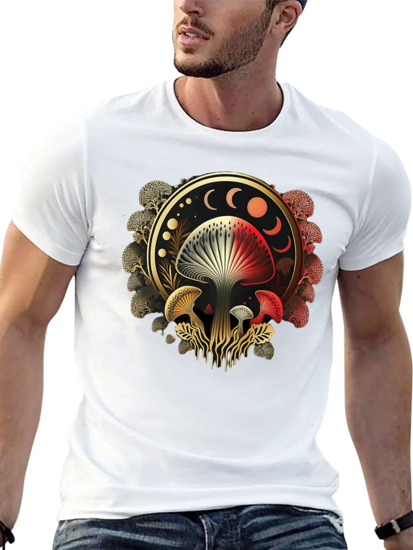 Mystic Mushroom Moon Phase Graphic Tee