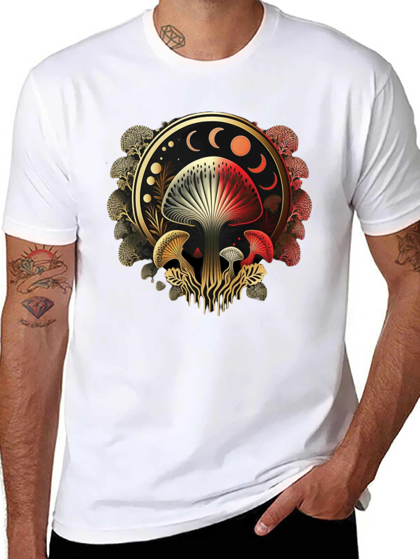 Mystic Mushroom Moon Phase Graphic Tee