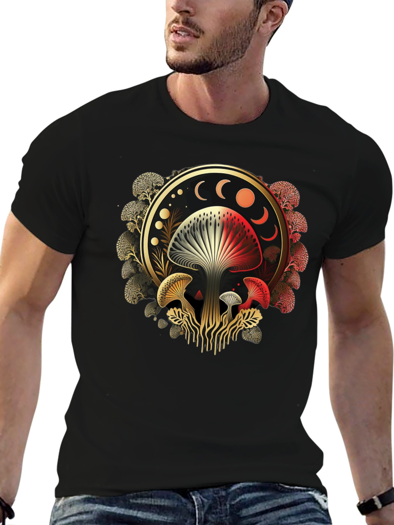 Mystic Mushroom Moon Phase Graphic Tee