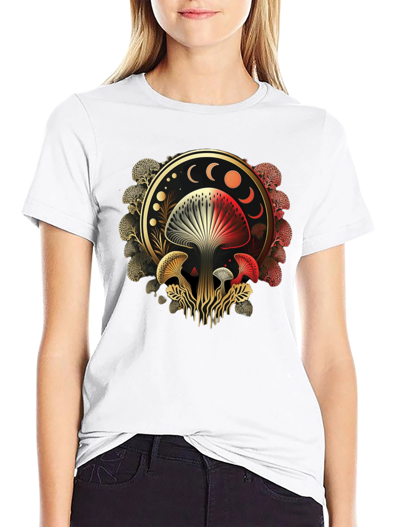 Mystic Mushroom Moon Phase Graphic Tee