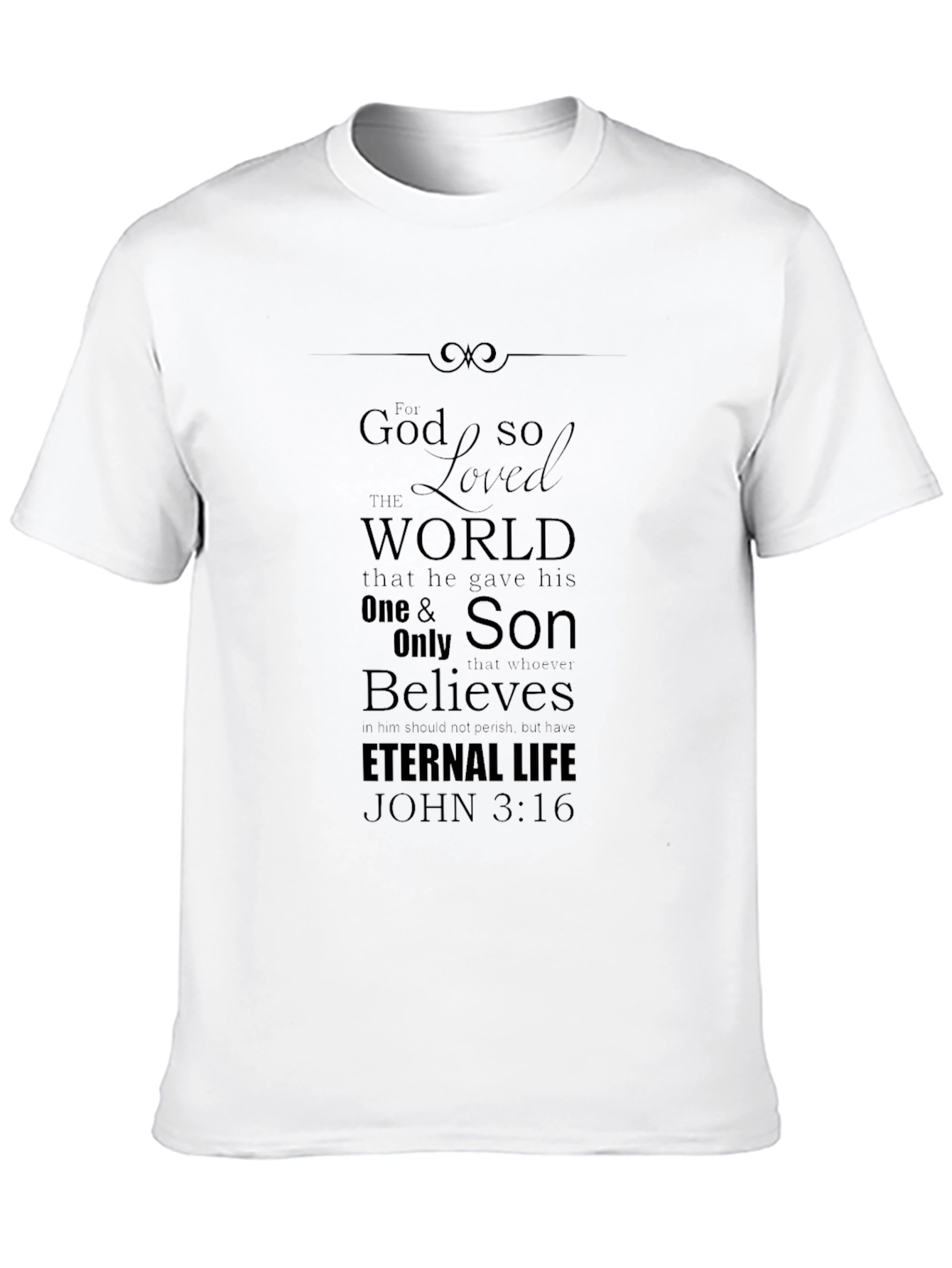 John 3:16 Christian T-Shirt Black