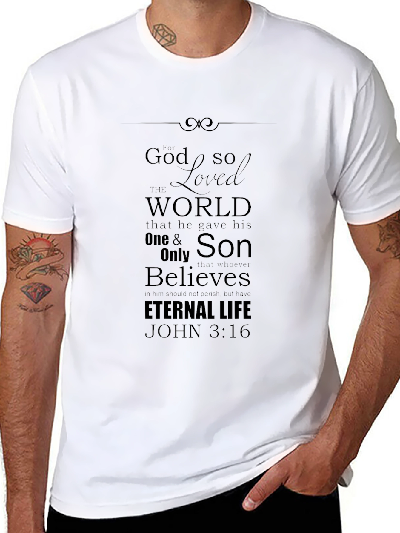 John 3:16 Christian T-Shirt Black