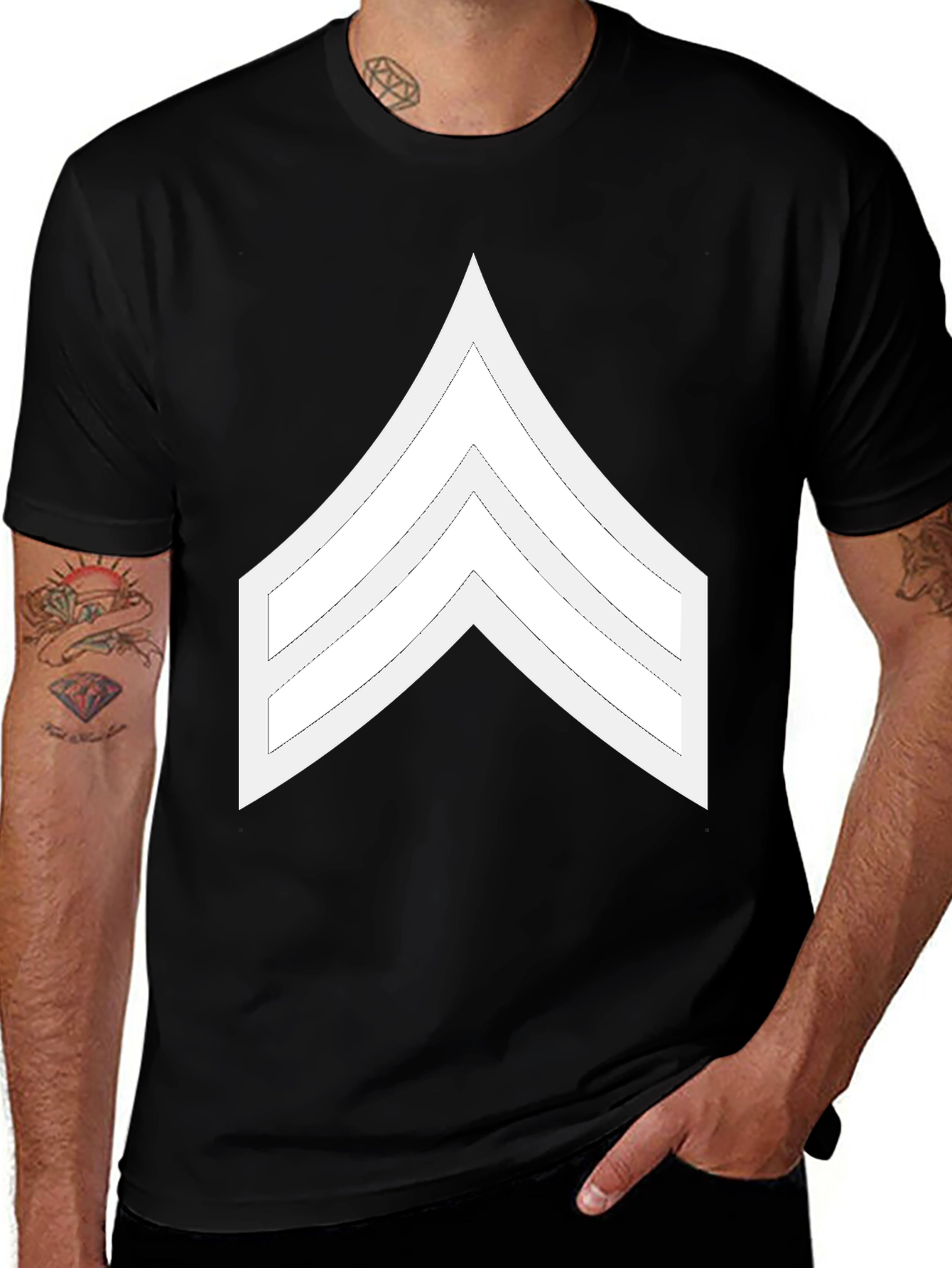 Sergeant Stripes Graphic T-Shirt - Military Pride Tee