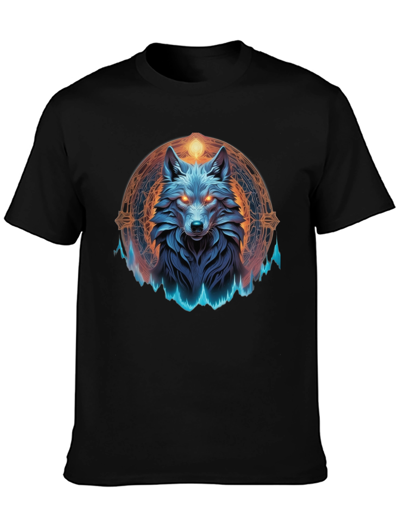 Mystic Wolf Graphic Tee - Black T-Shirt