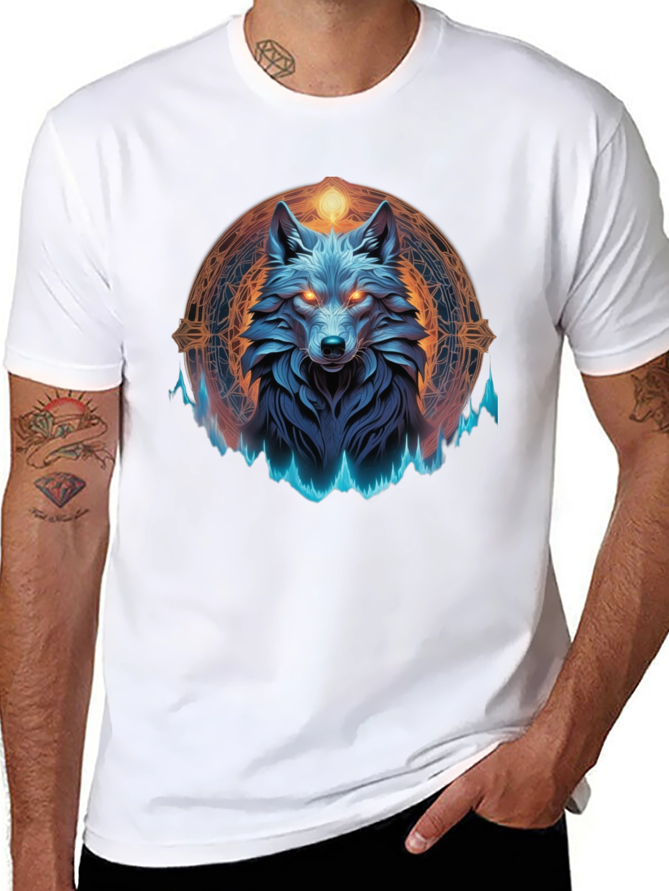 Mystic Wolf Graphic Tee - Black T-Shirt