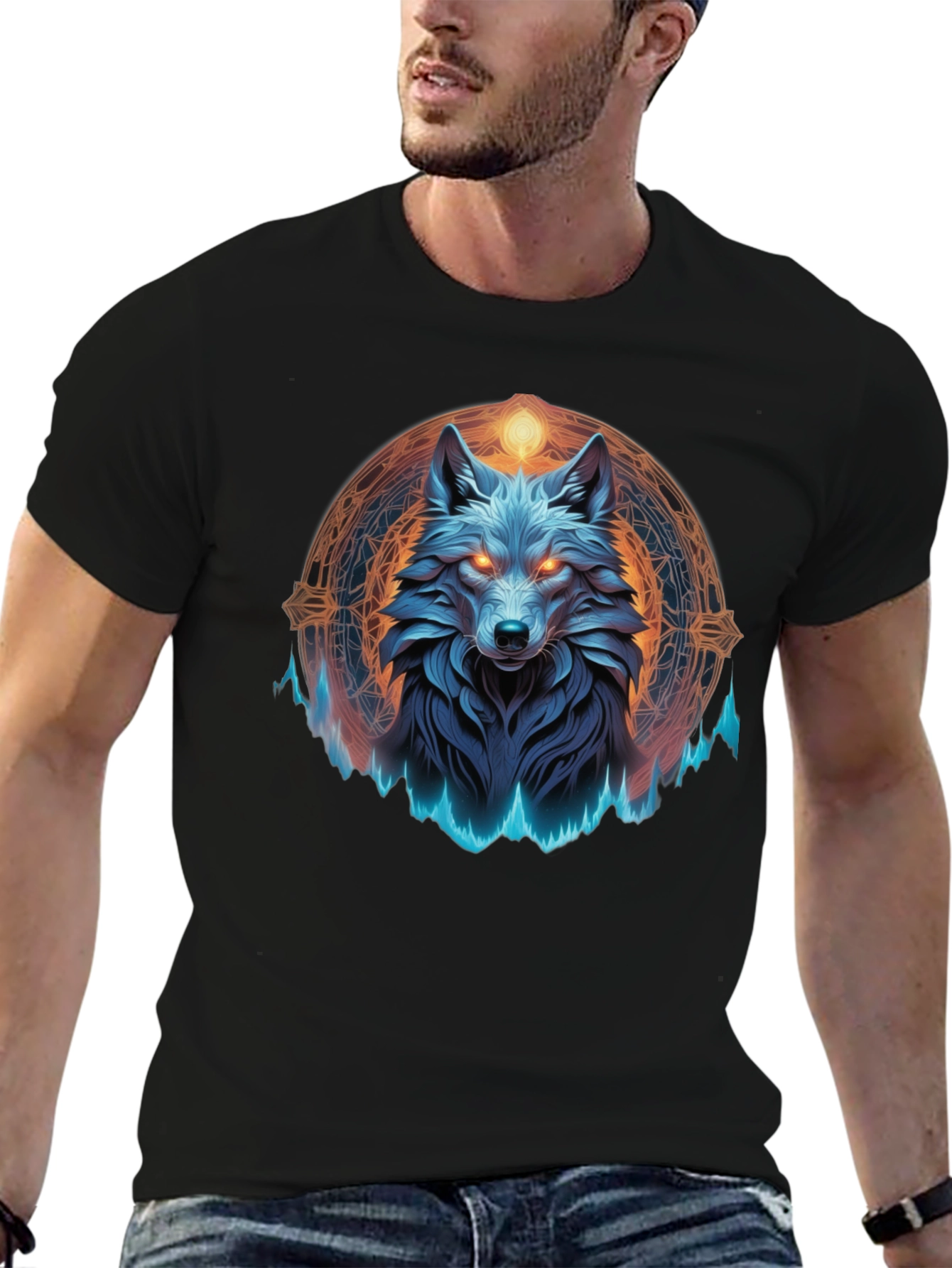 Mystic Wolf Graphic Tee - Black T-Shirt
