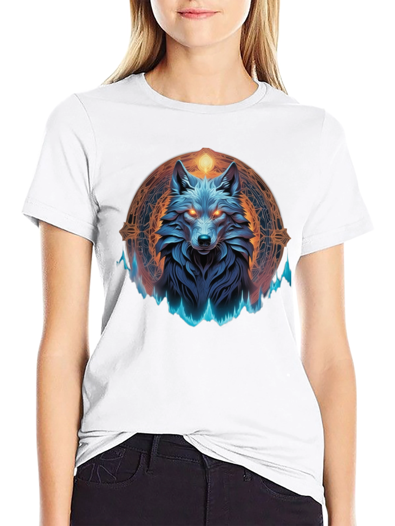 Mystic Wolf Graphic Tee - Black T-Shirt