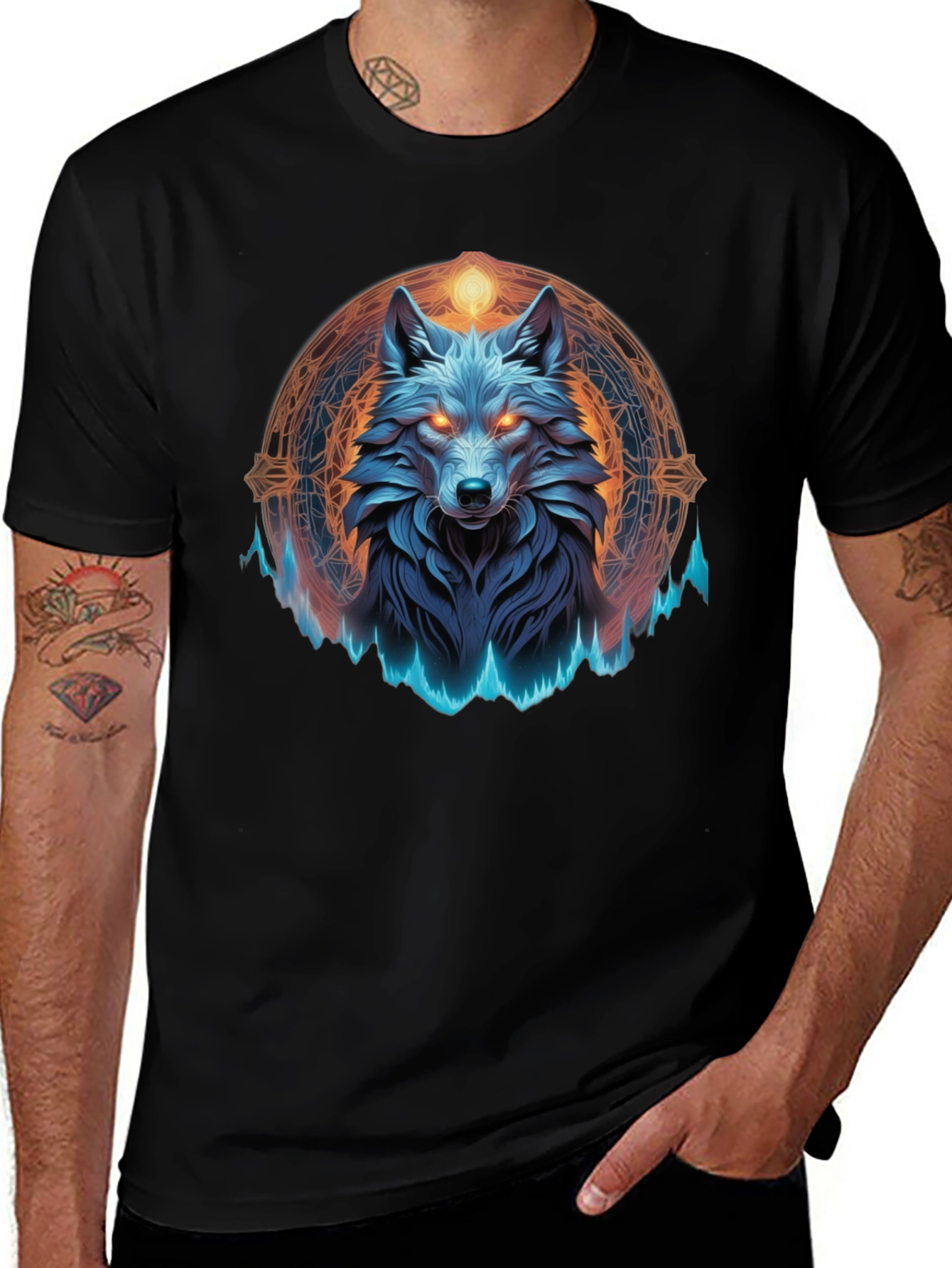 Mystic Wolf Graphic Tee - Black T-Shirt