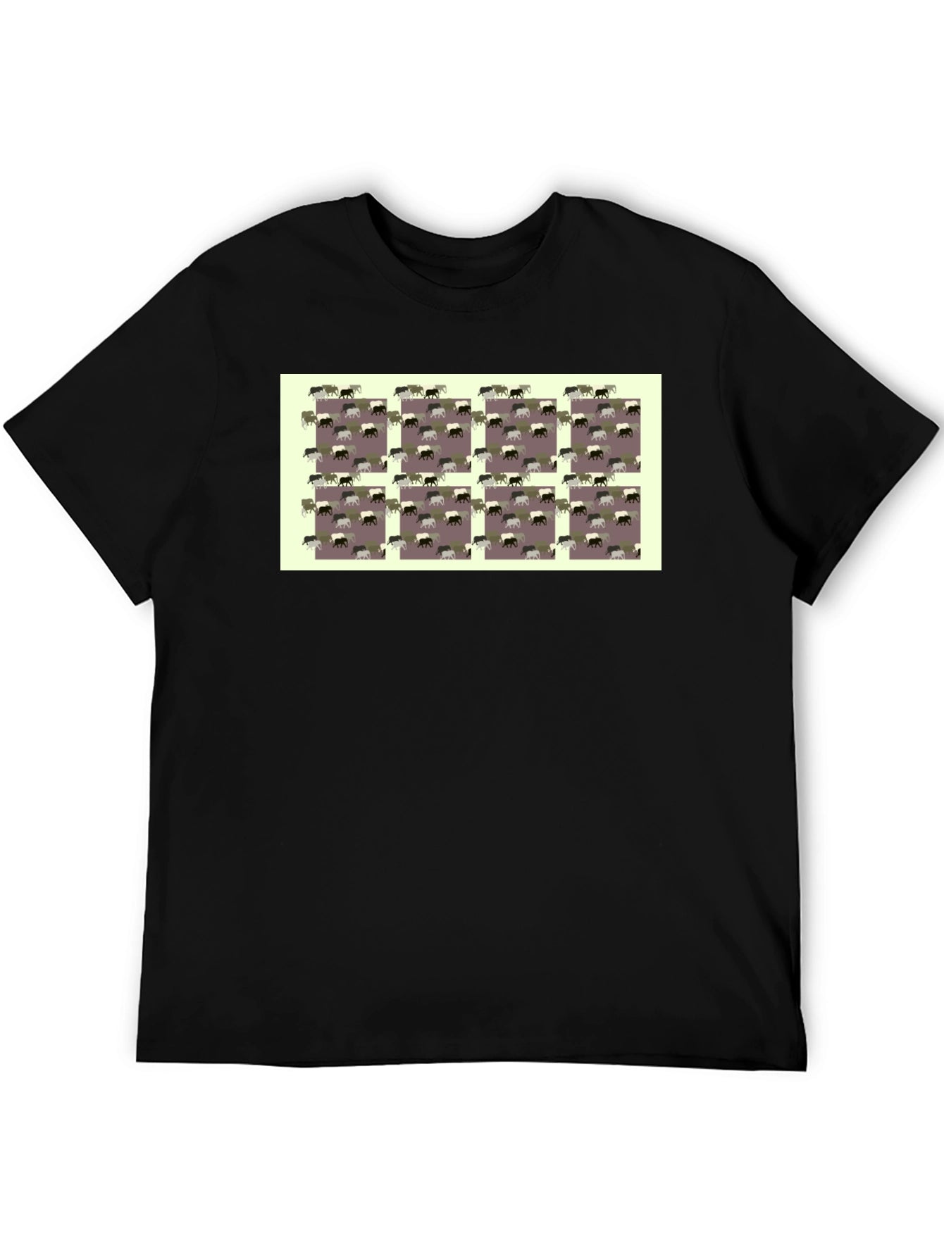 Novelty Elephant Pattern Black T-Shirt