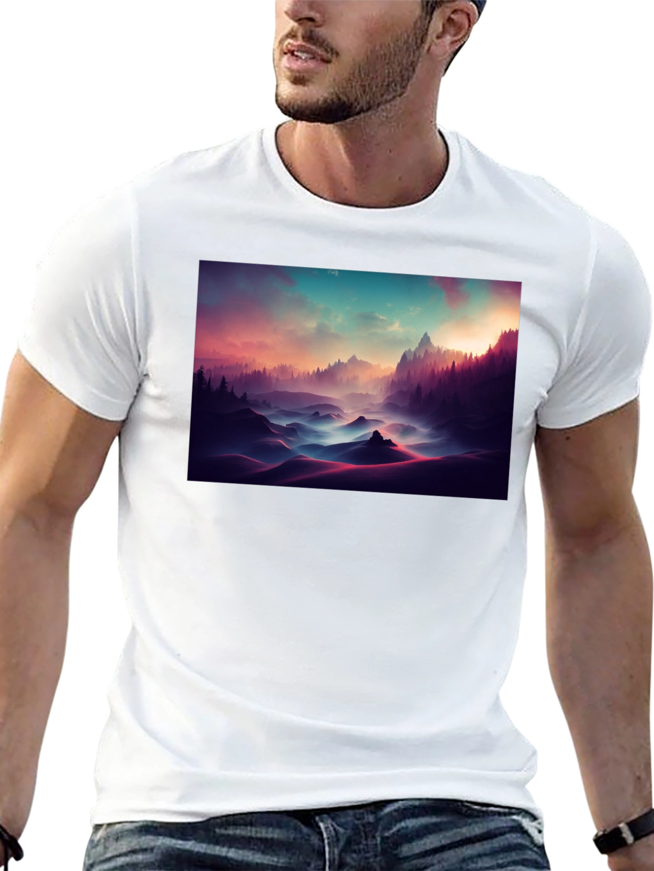 Mystic Landscape Graphic Tee - Soft Cotton Comfort