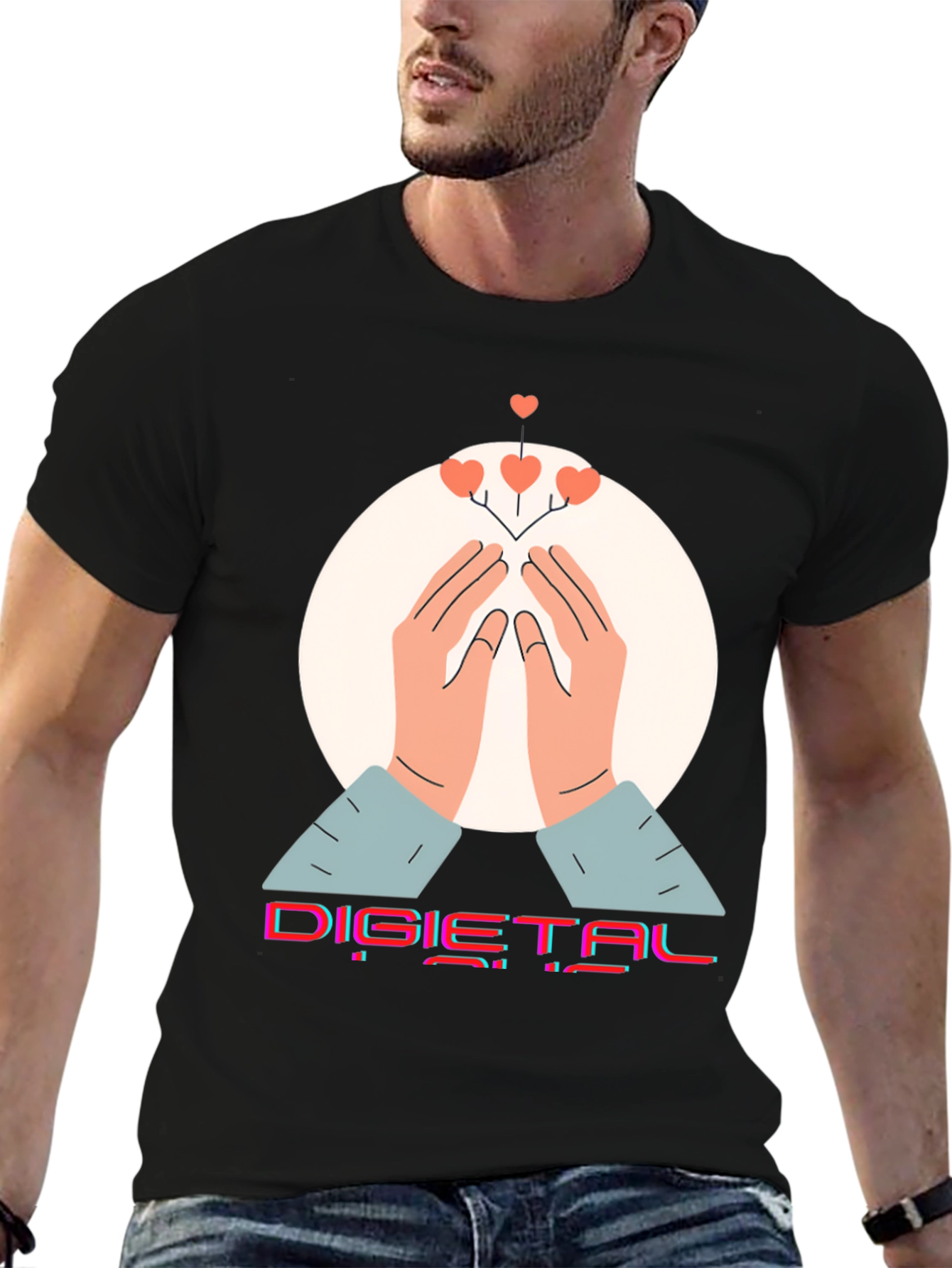 Digital Hearts Graphic Tee - Modern Comfort