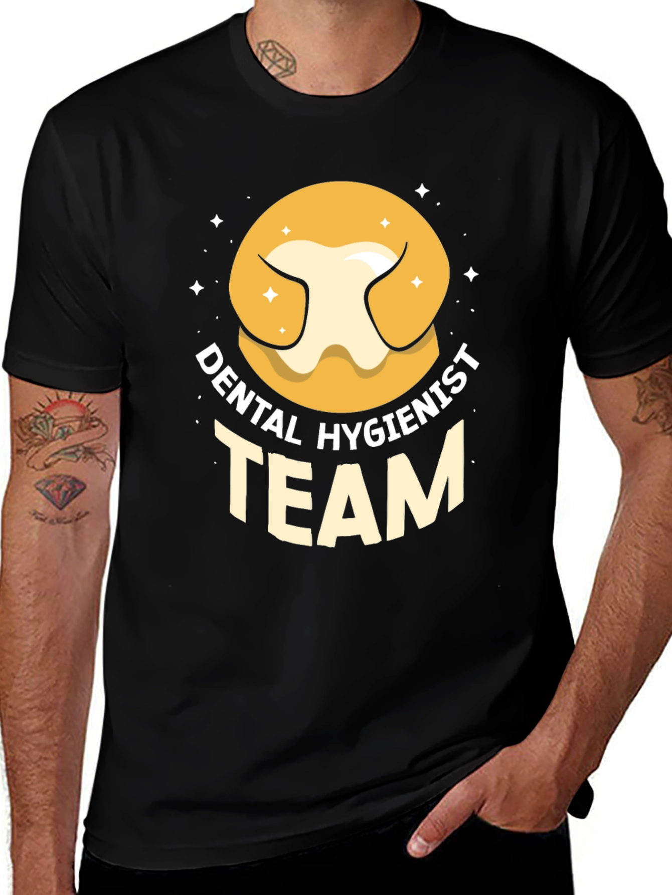Dental Hygienist Team T-Shirt - Black Cotton Tee