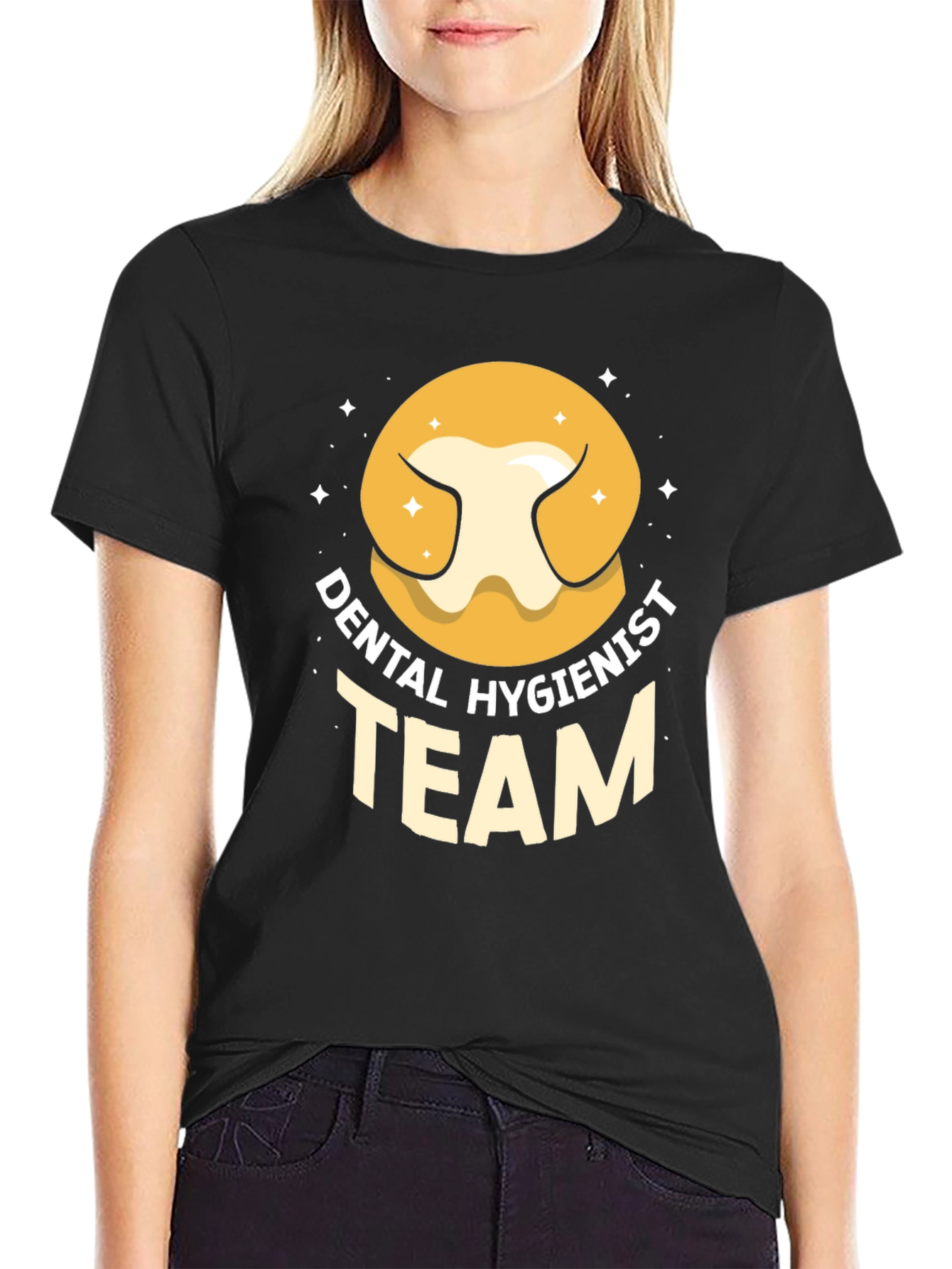 Dental Hygienist Team T-Shirt - Black Cotton Tee