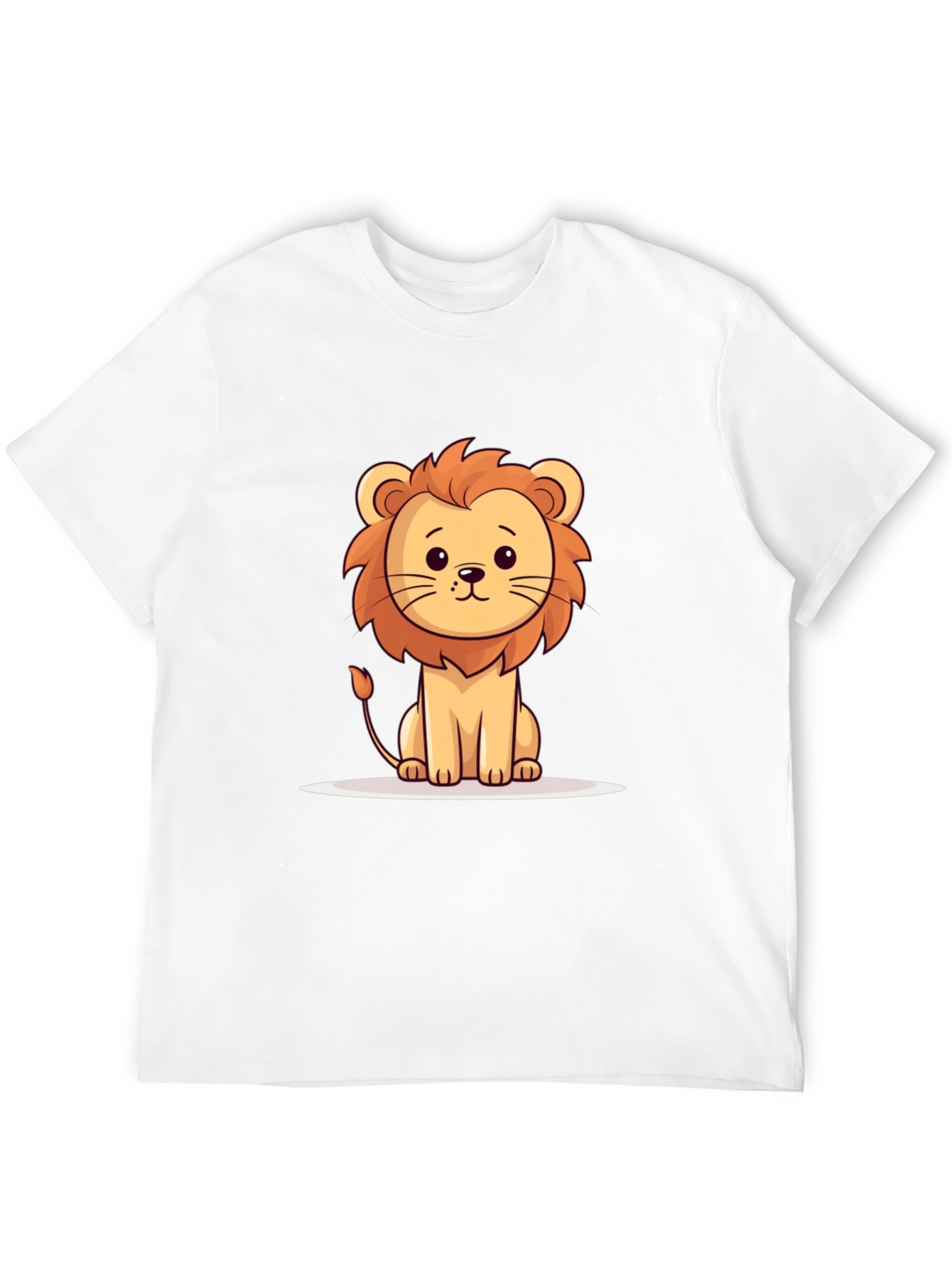 Cute Cartoon Lion Black T-Shirt