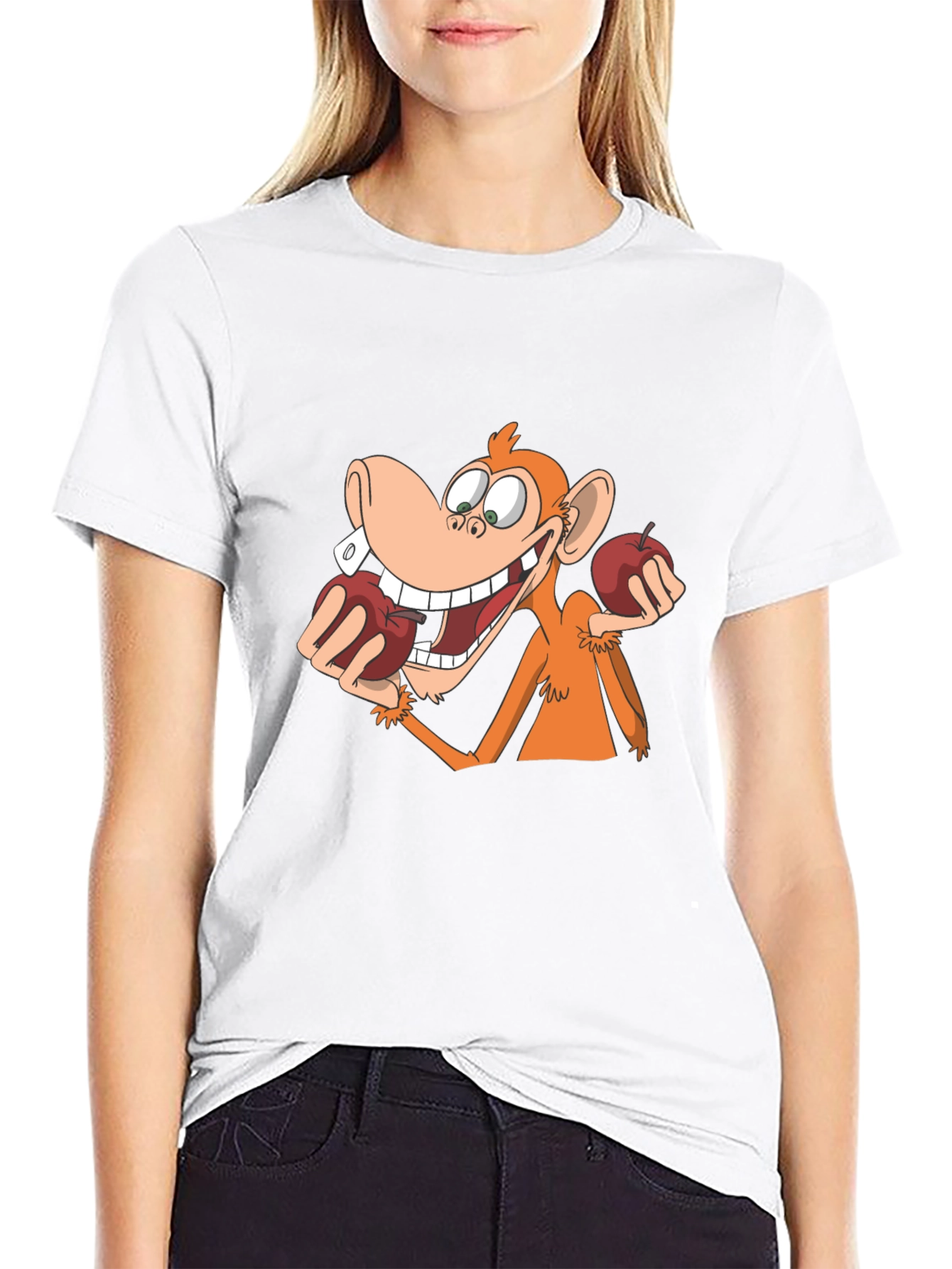 Funny Monkey with Apples Graphic T-Shirt