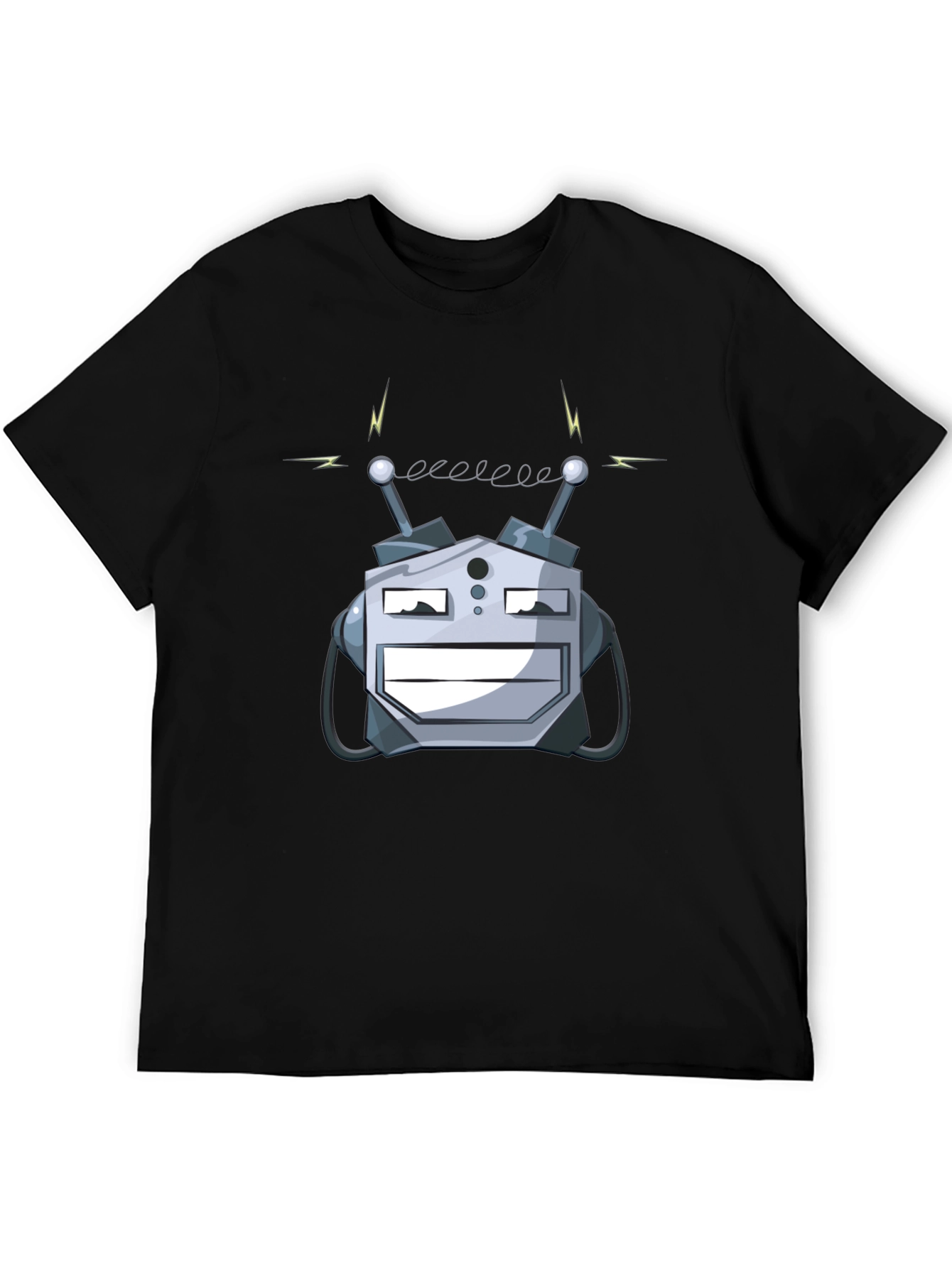 Robot Head Graphic Print Black T-Shirt