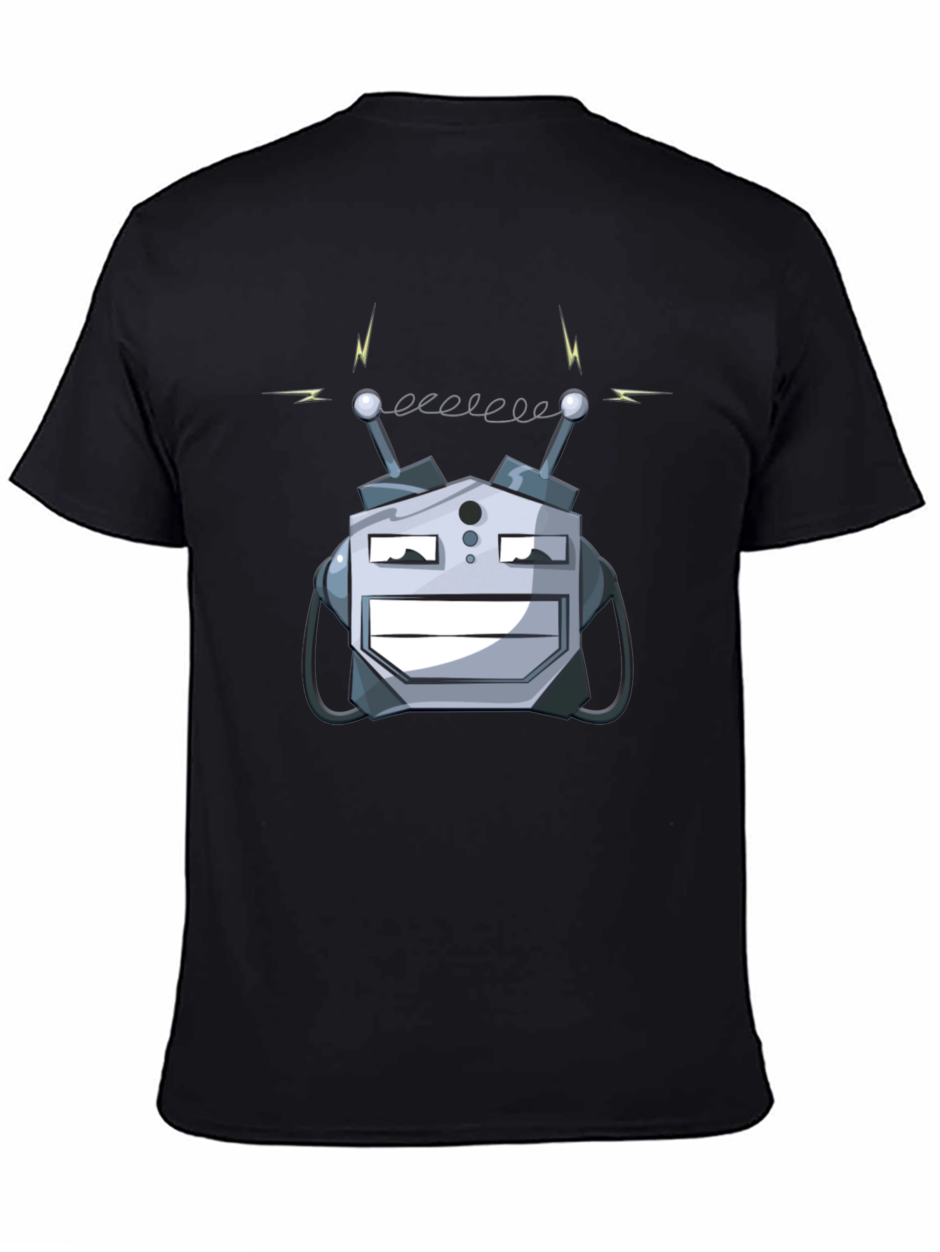 Robot Head Graphic Print Black T-Shirt