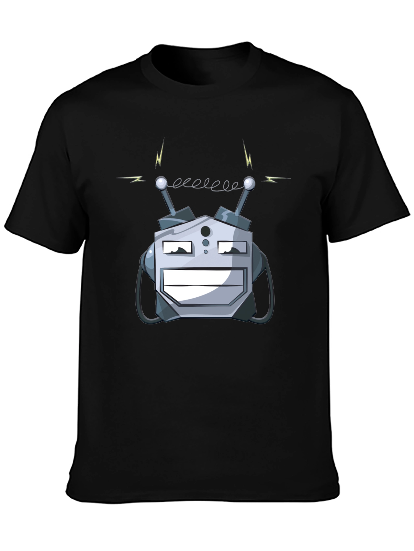 Robot Head Graphic Print Black T-Shirt