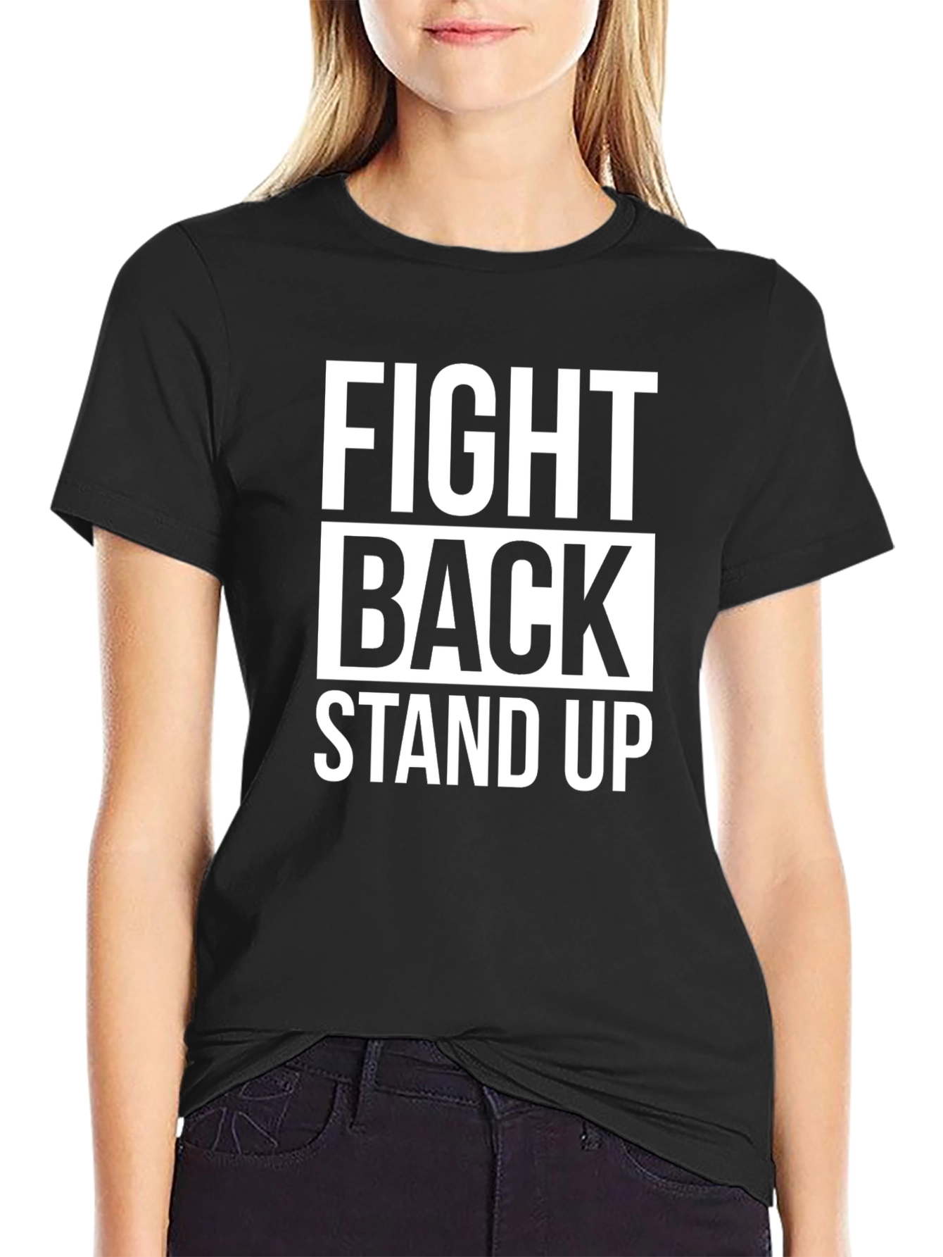 Fight Back Stand Up Graphic Tee - Black T-Shirt
