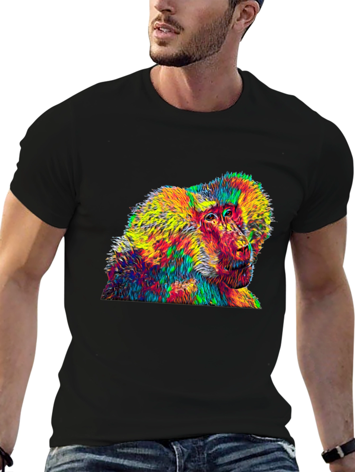 Vibrant Baboon Graphic Tee - Bold Statement Style