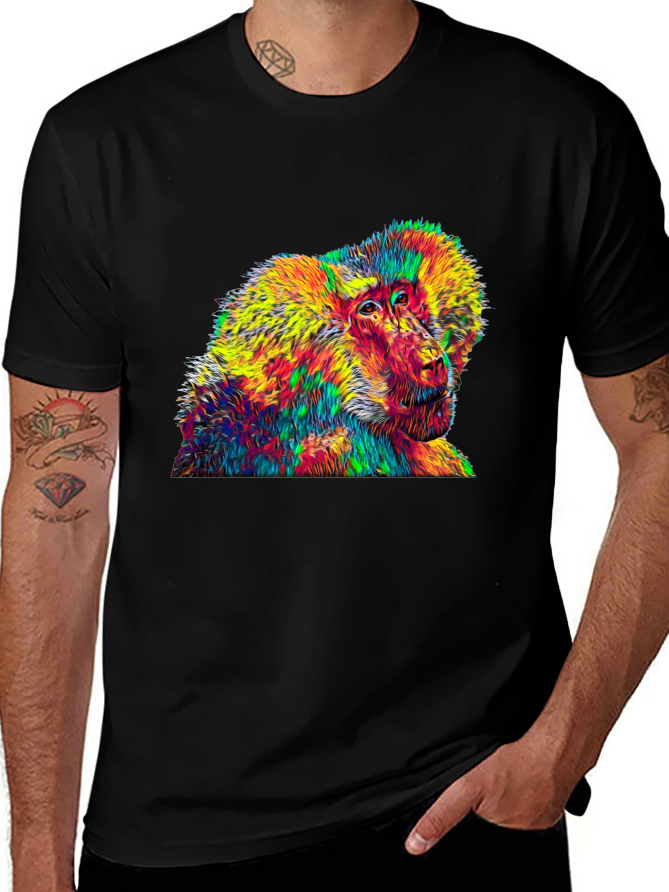 Vibrant Baboon Graphic Tee - Bold Statement Style