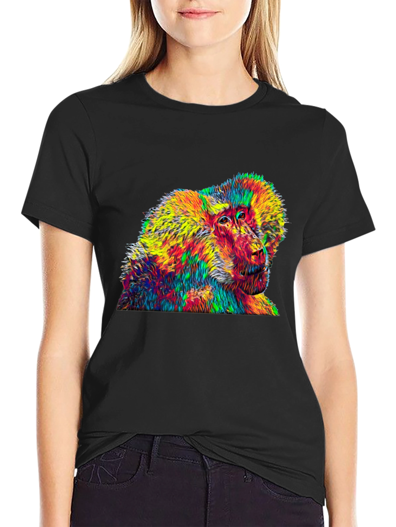 Vibrant Baboon Graphic Tee - Bold Statement Style