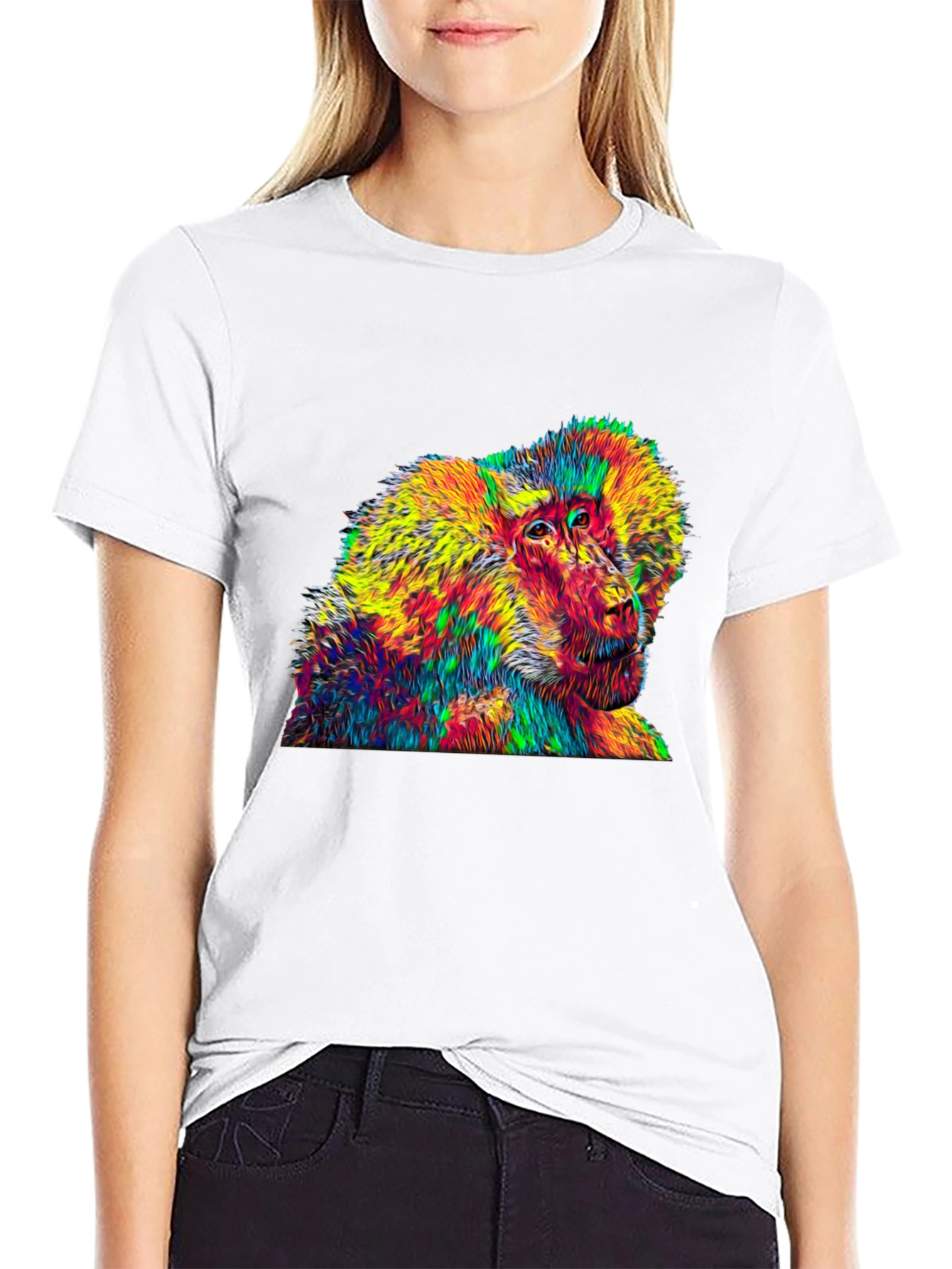 Vibrant Baboon Graphic Tee - Bold Statement Style
