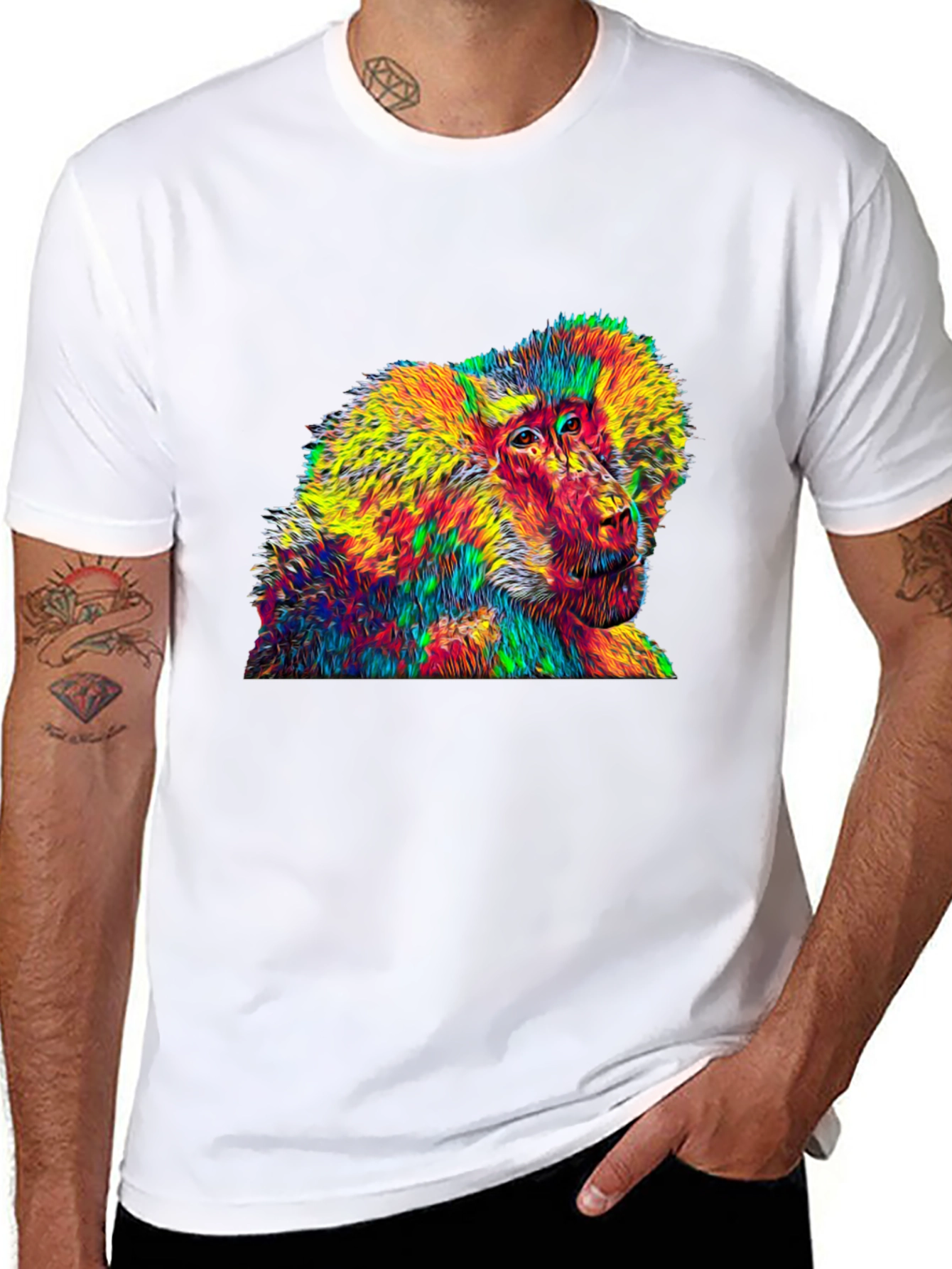Vibrant Baboon Graphic Tee - Bold Statement Style