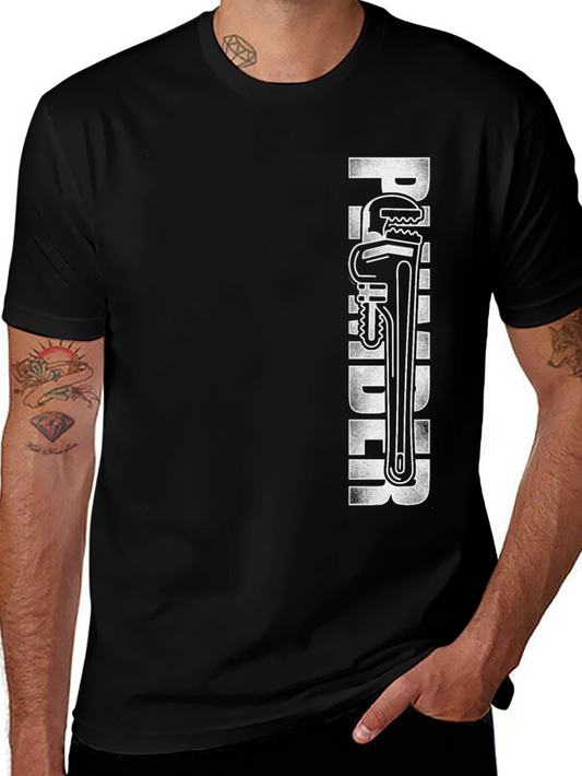 Plumber Graphic T-Shirt - Black Crew Neck Tee