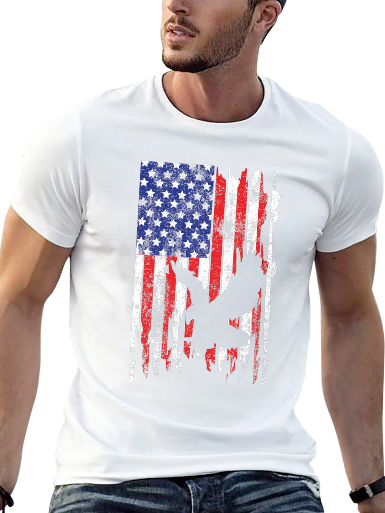 American Flag Eagle Black T-Shirt