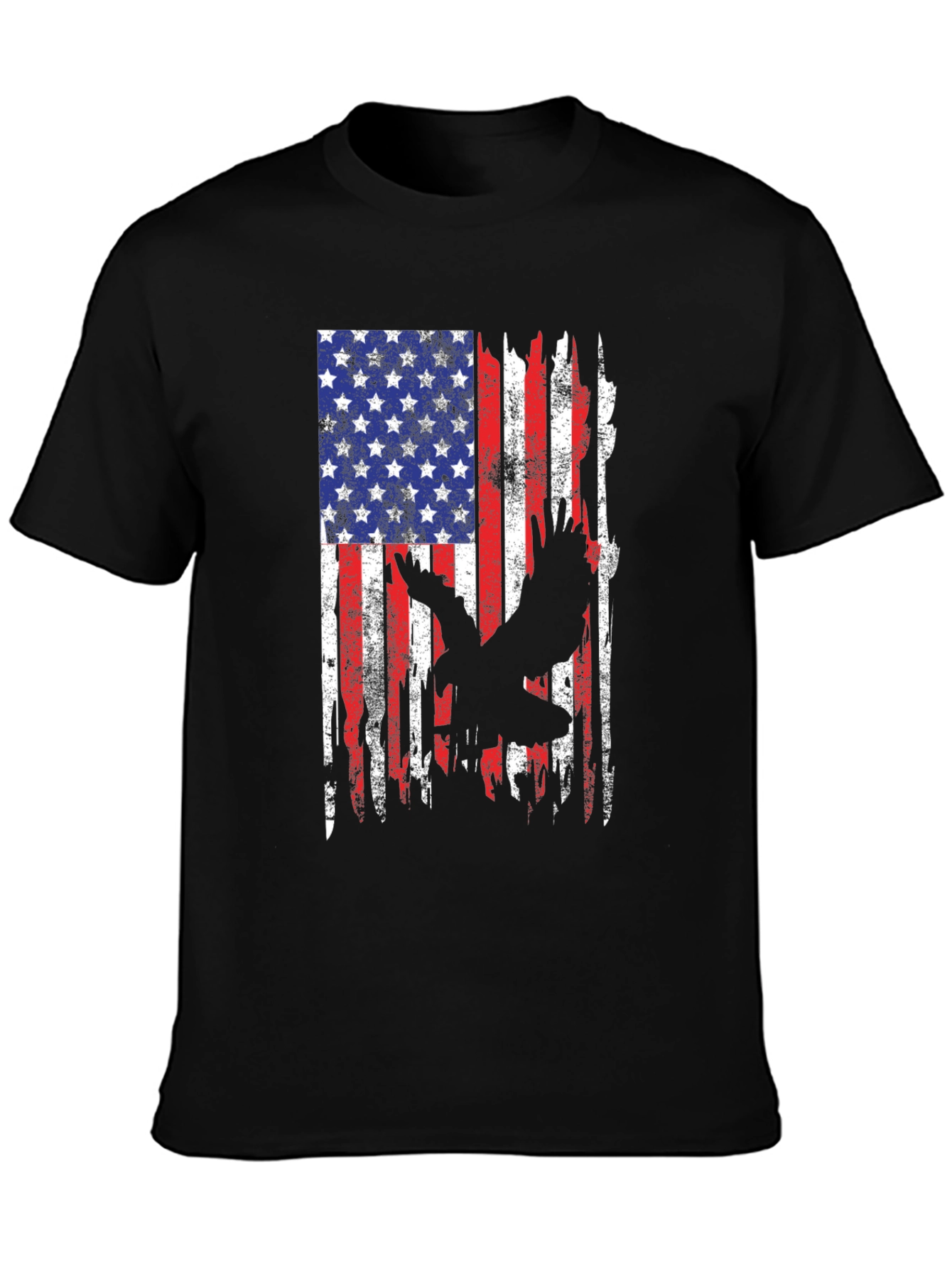 American Flag Eagle Black T-Shirt