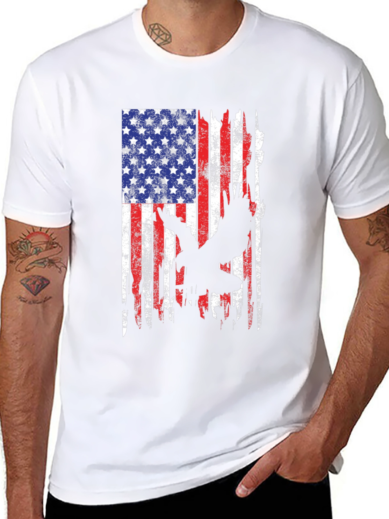 American Flag Eagle Black T-Shirt