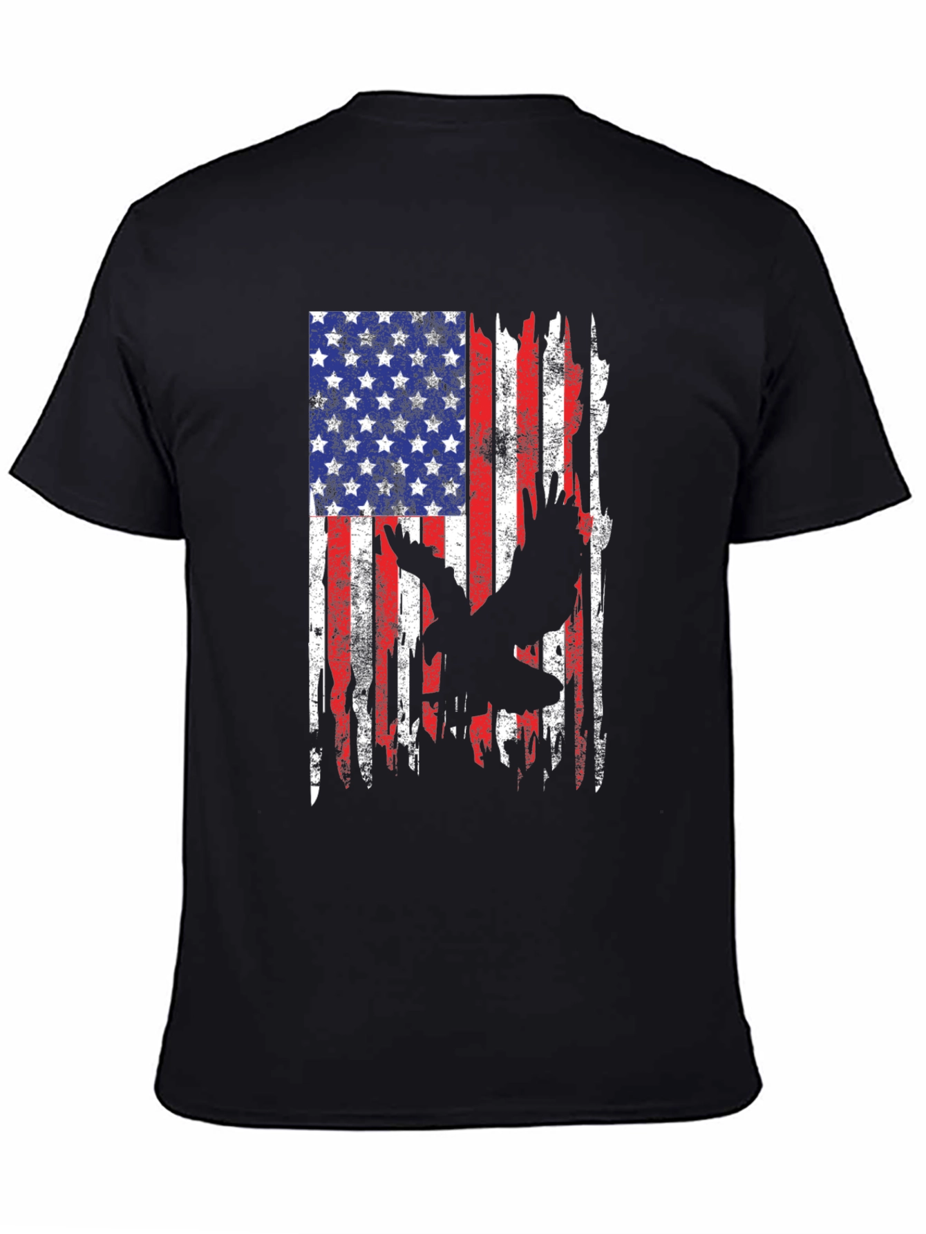 American Flag Eagle Black T-Shirt