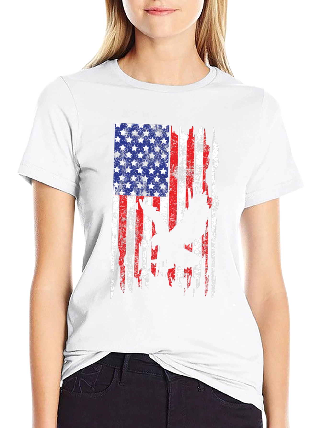 American Flag Eagle Black T-Shirt