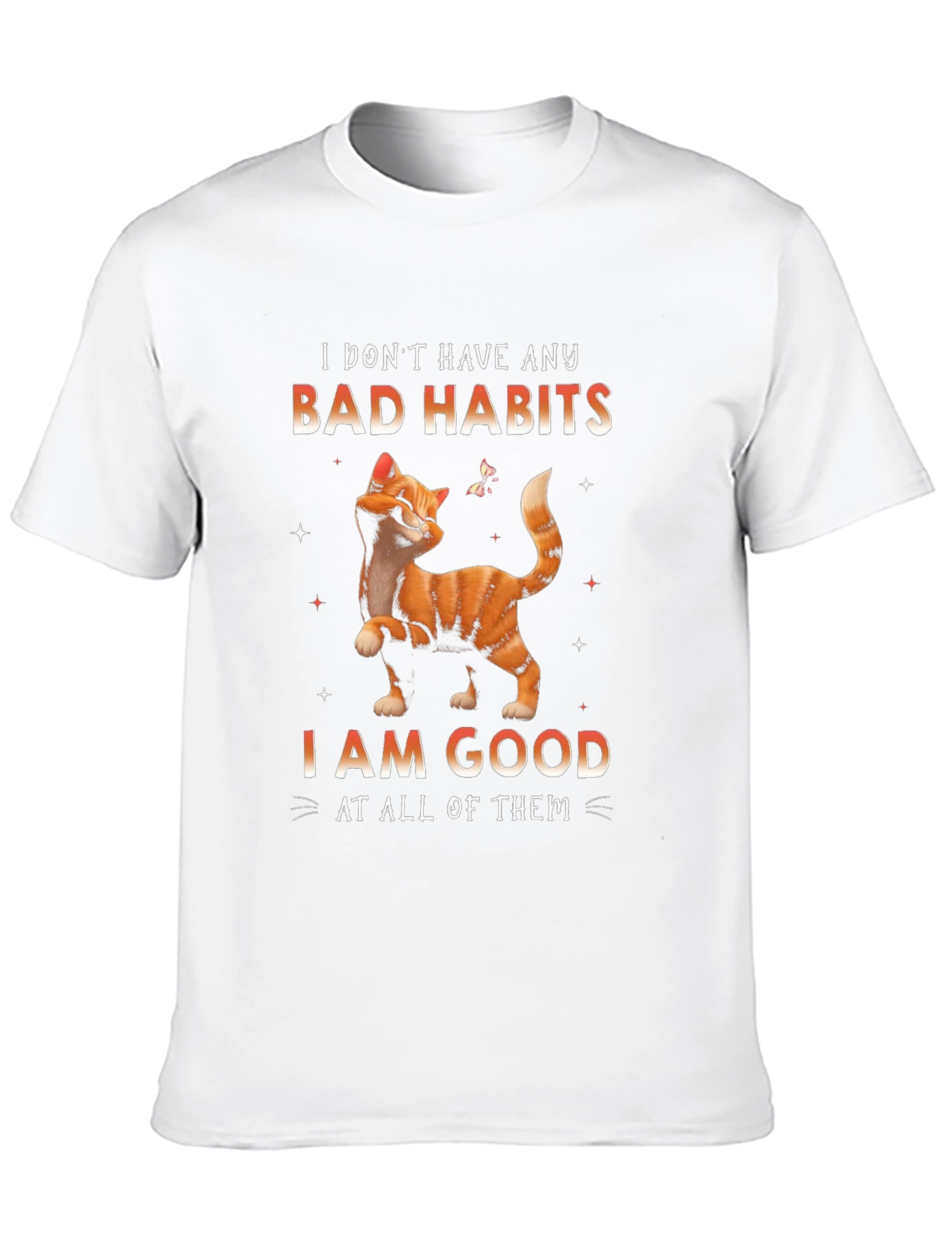 Funny Cat Bad Habits Graphic T-Shirt
