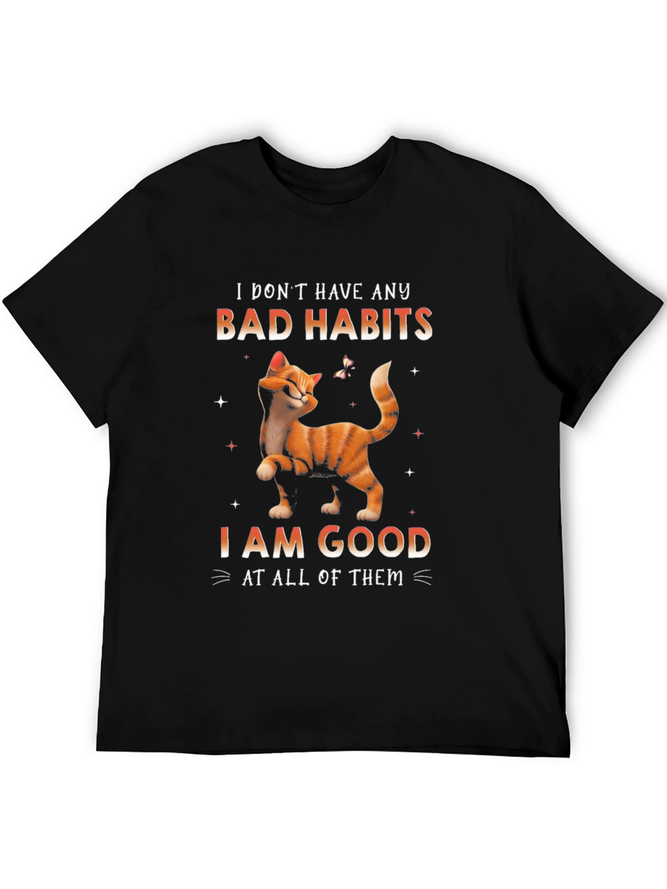 Funny Cat Bad Habits Graphic T-Shirt