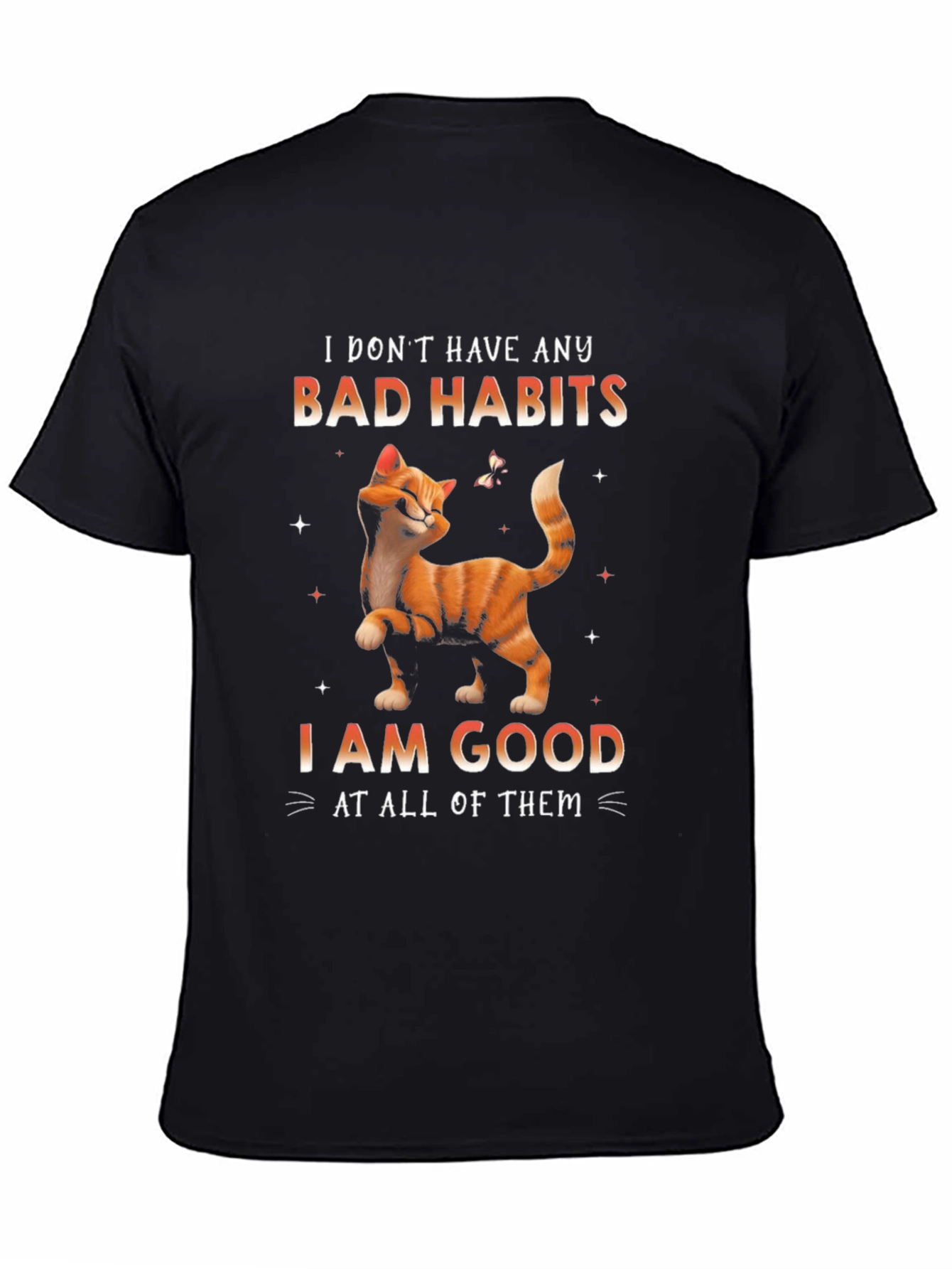 Funny Cat Bad Habits Graphic T-Shirt
