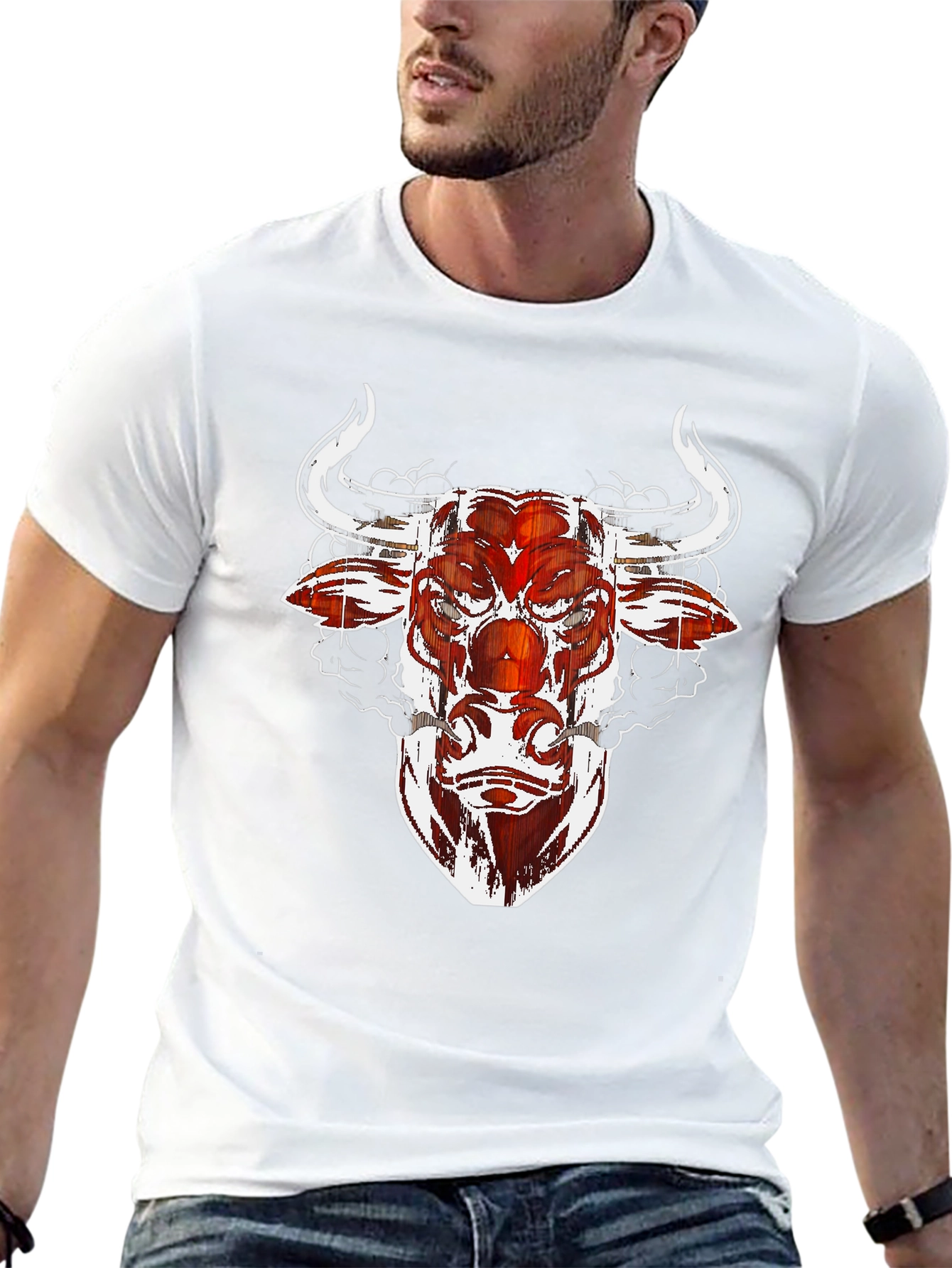 Bull Graphic Tee - Black Cotton Blend