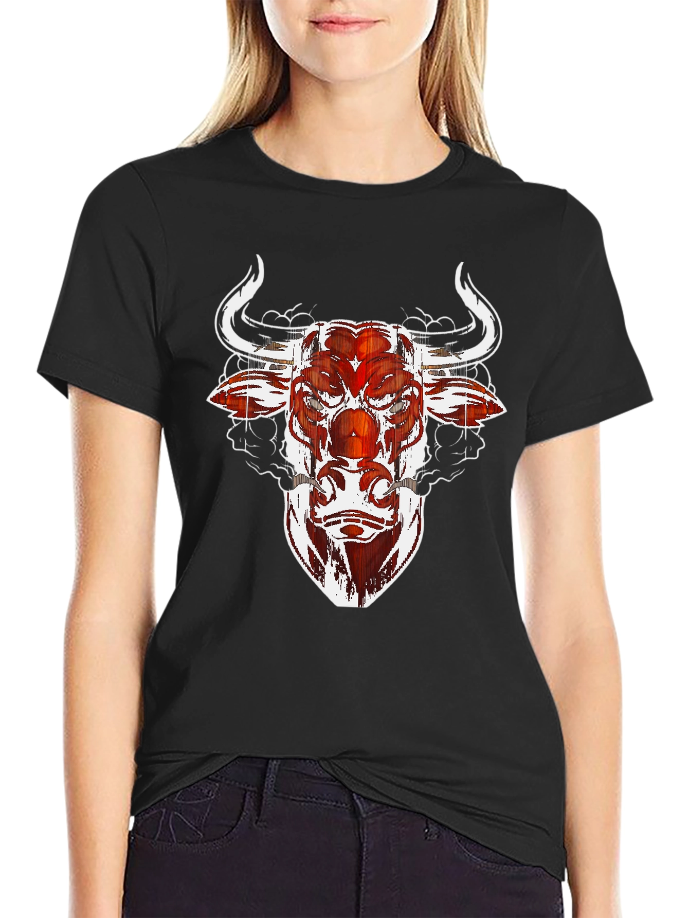 Bull Graphic Tee - Black Cotton Blend
