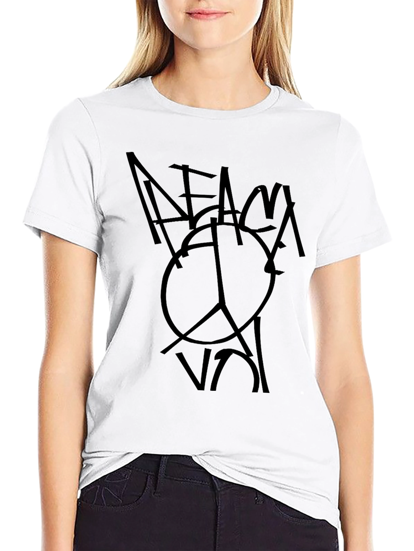 Peace Out Black Graphic T-Shirt