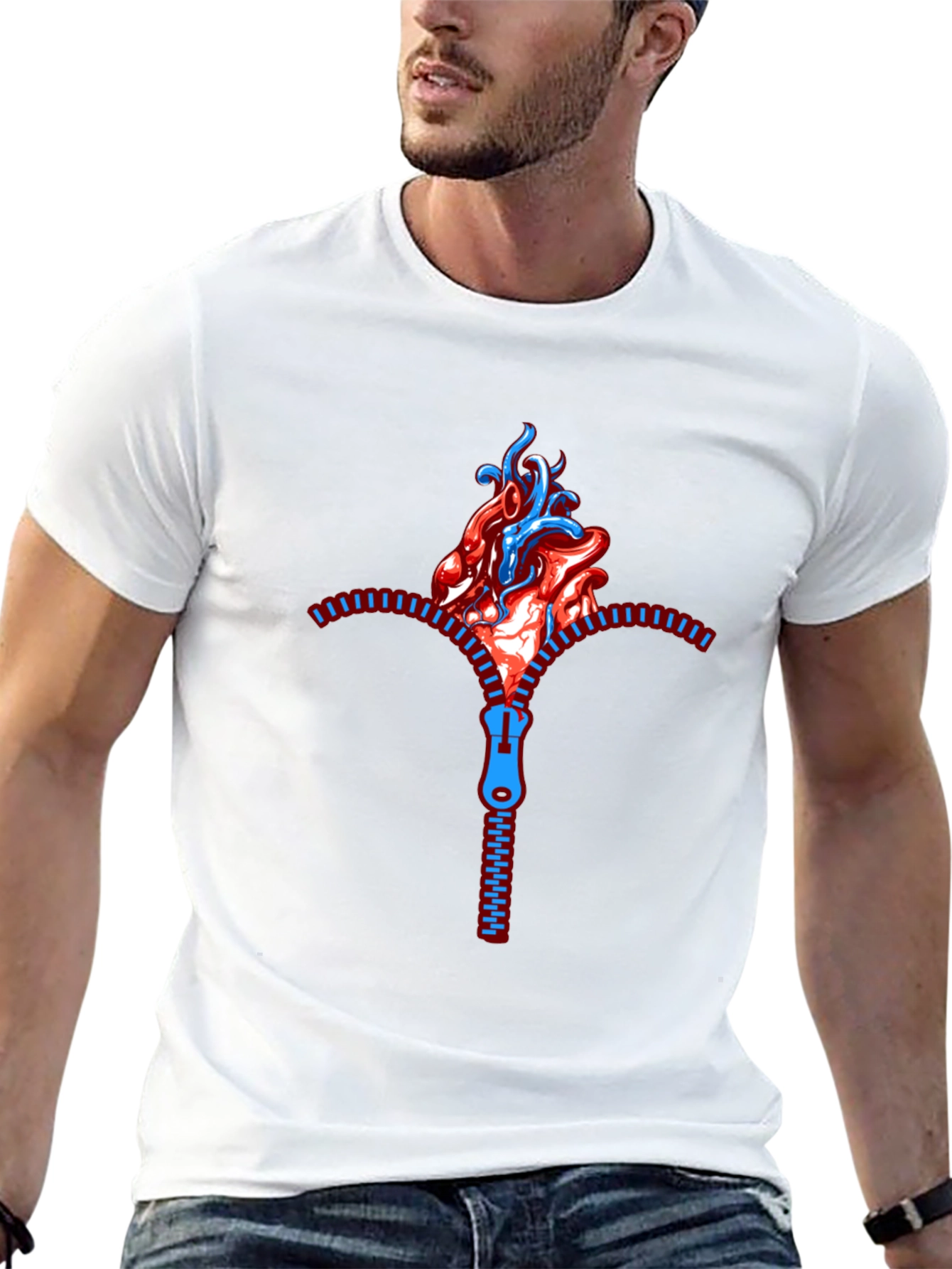 Anatomical Heart Zipper T-Shirt