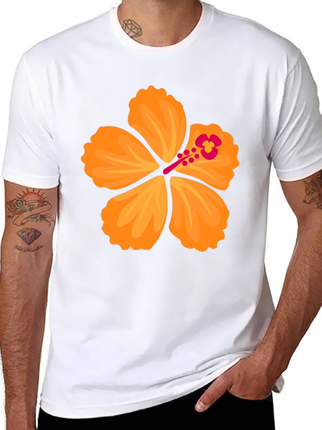 Hibiscus Flower Graphic T-Shirt - Bold Black Tee