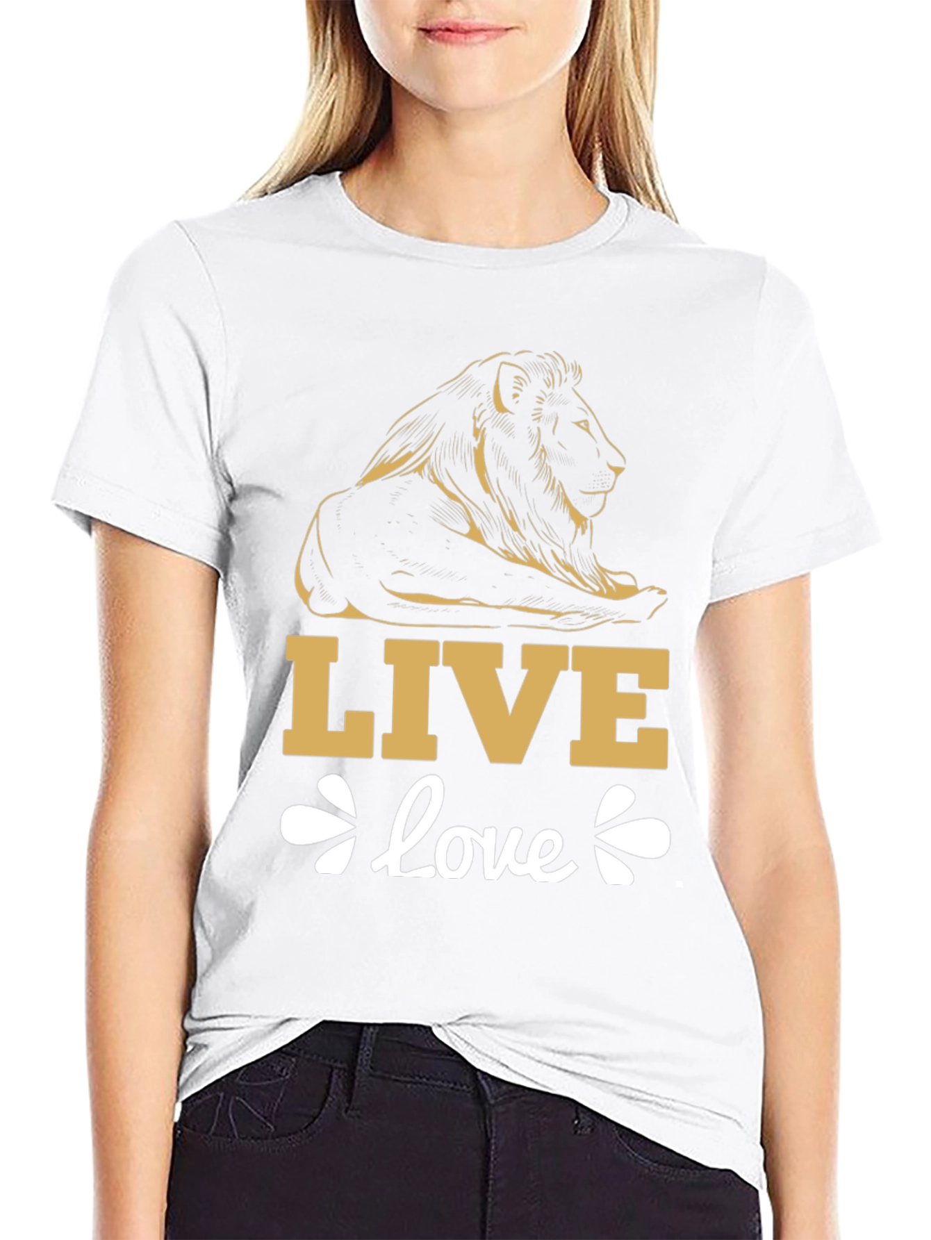 Live Love Lion Graphic Tee - Black Cotton T-Shirt