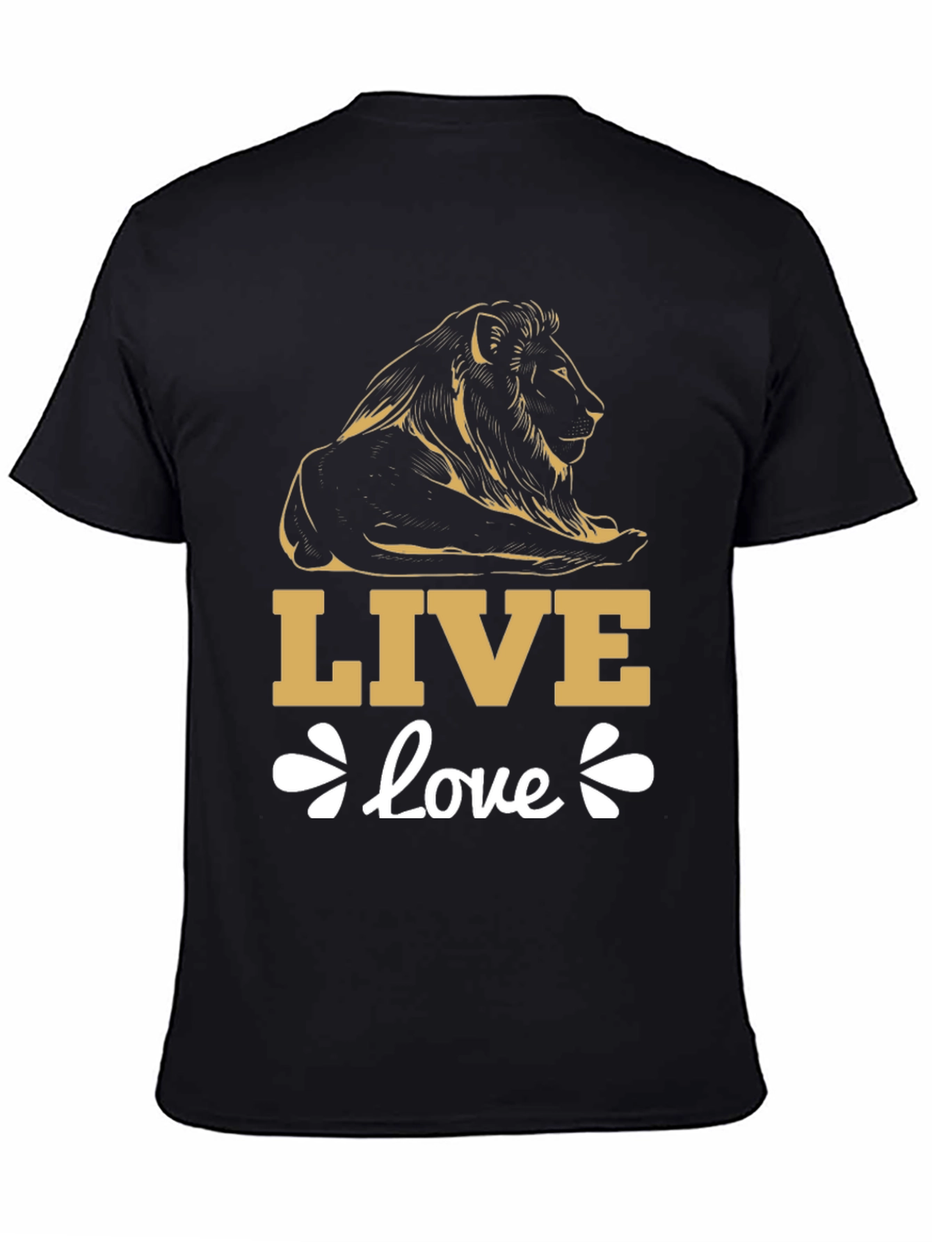 Live Love Lion Graphic Tee - Black Cotton T-Shirt