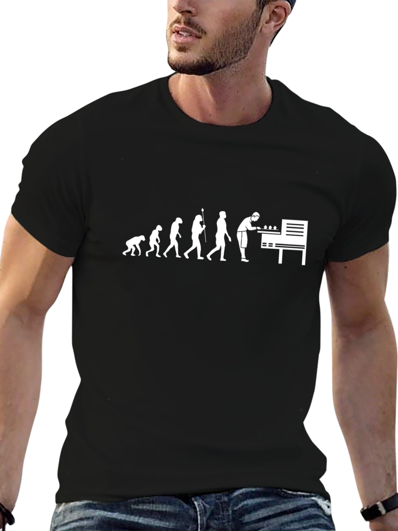 Evolution of Foosball Player Graphic Tee - Black