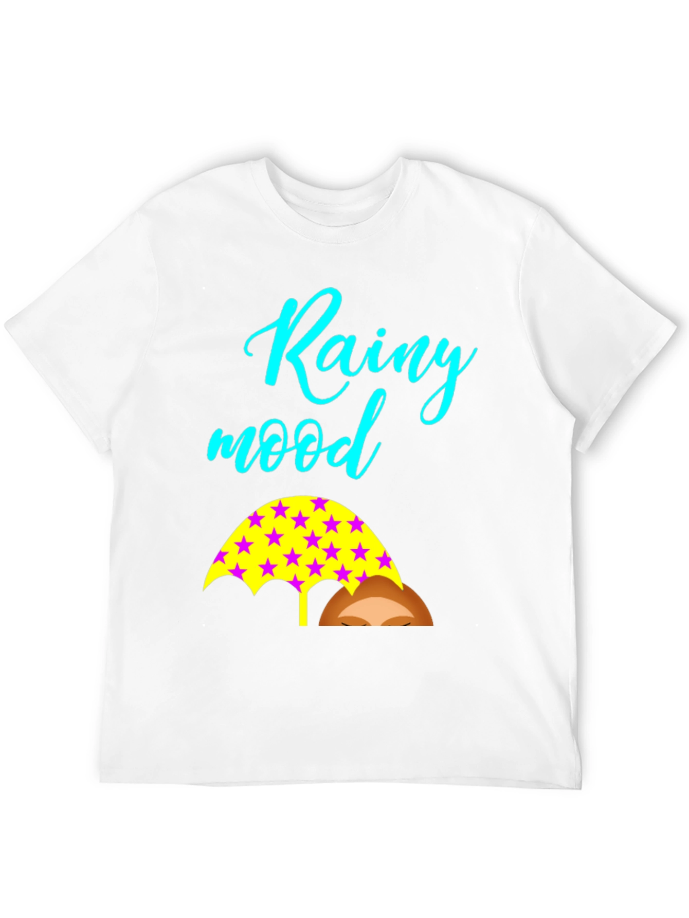Rainy Mood Black T-Shirt with Umbrella Design