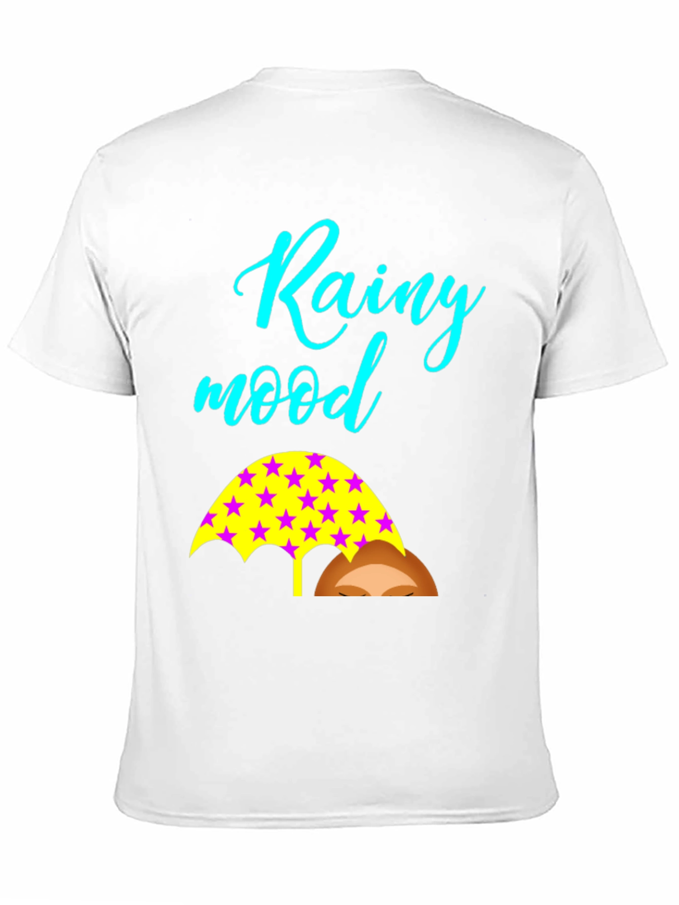 Rainy Mood Black T-Shirt with Umbrella Design