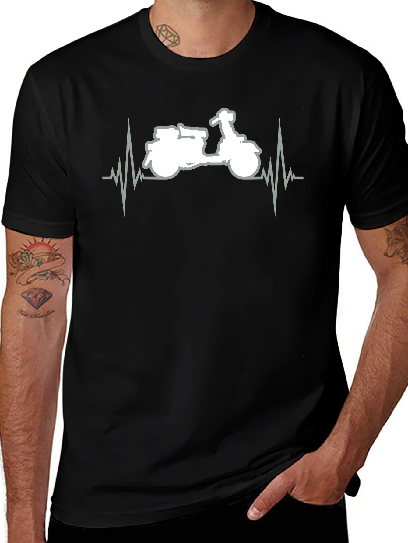 Motorcycle Heartbeat Graphic T-Shirt - Ride in Style!