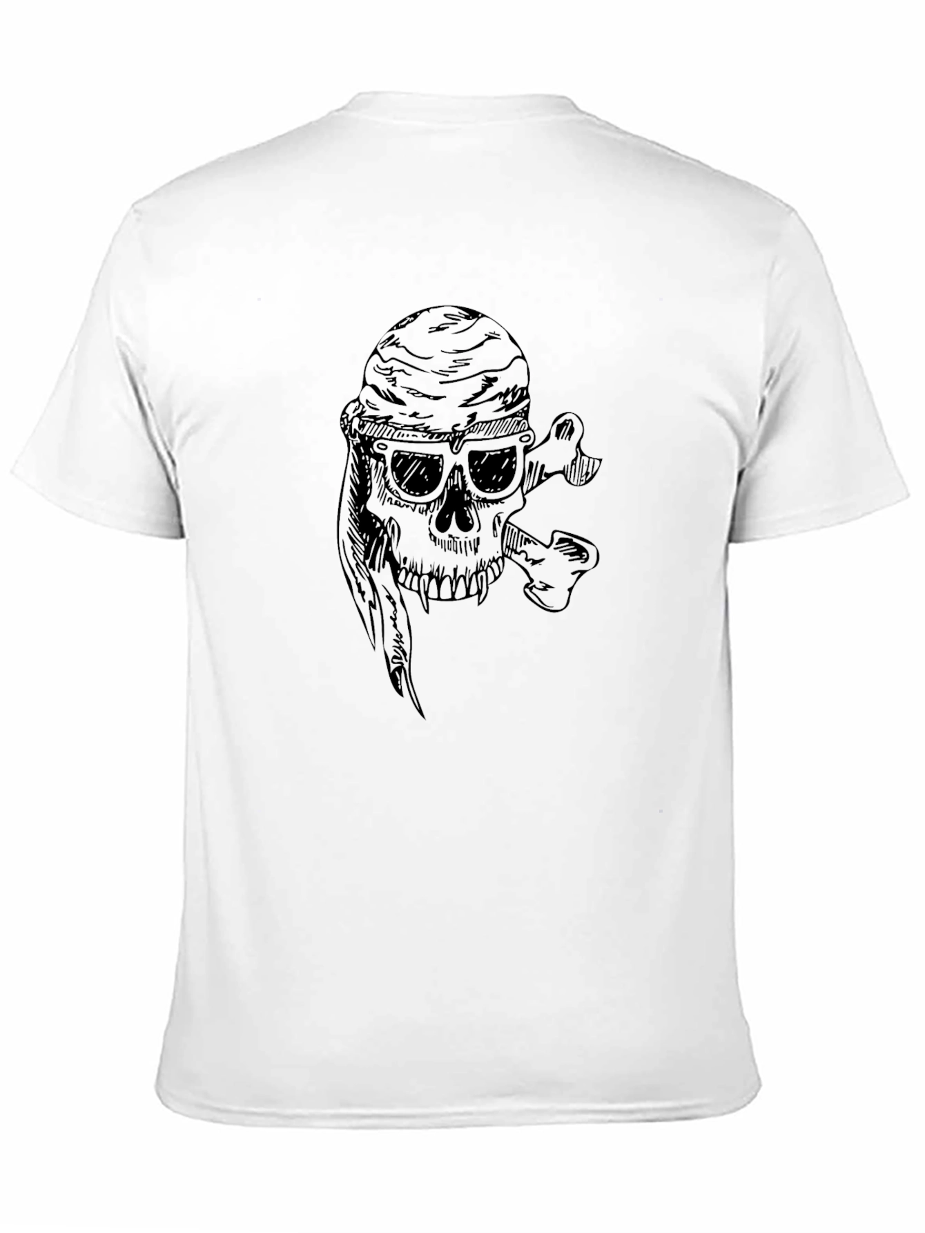 Skull & Crossbones Graphic Print Tee - Black